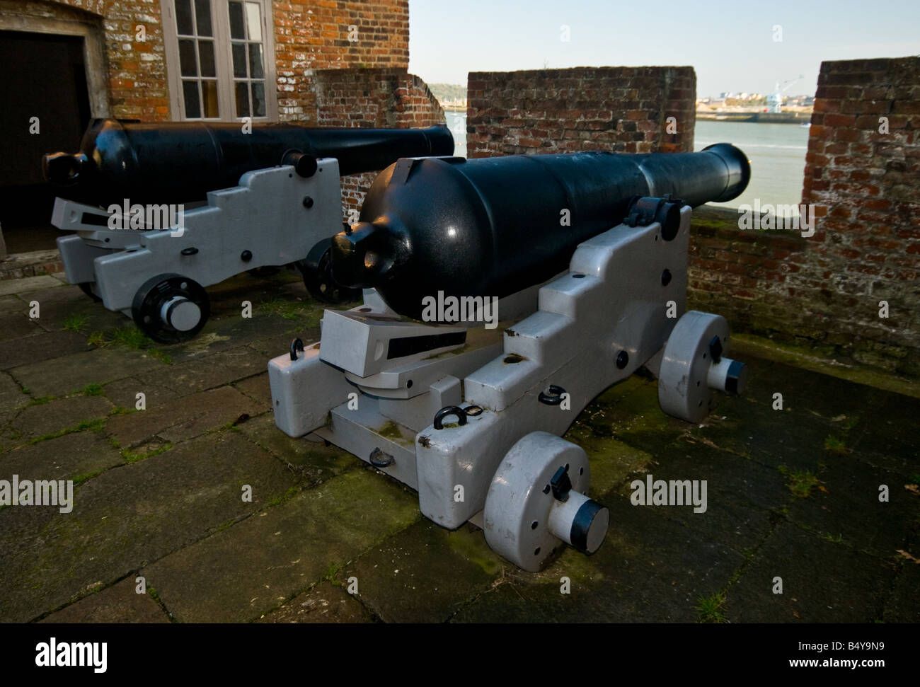 North battery at Upnor Castle in Kent. Stock Photo