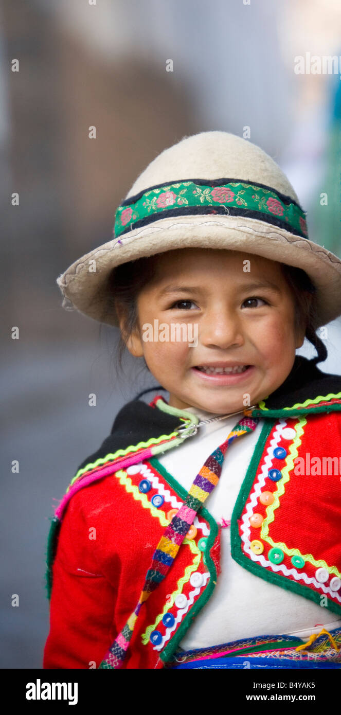 Little Peruvian girl in traditional Andean clothes Stock Photo Alamy