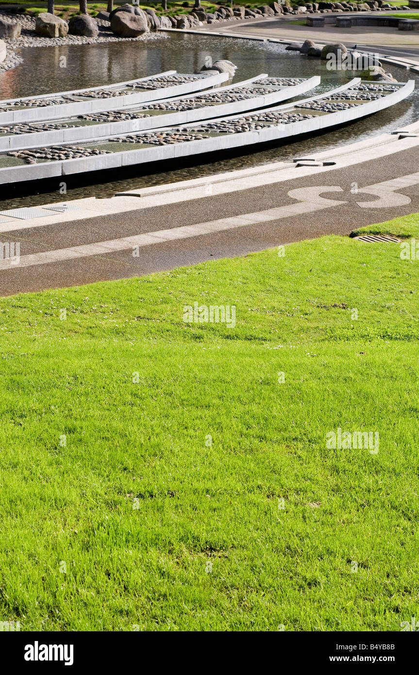 Downtown park and seating Auckland New Zealand Stock Photo