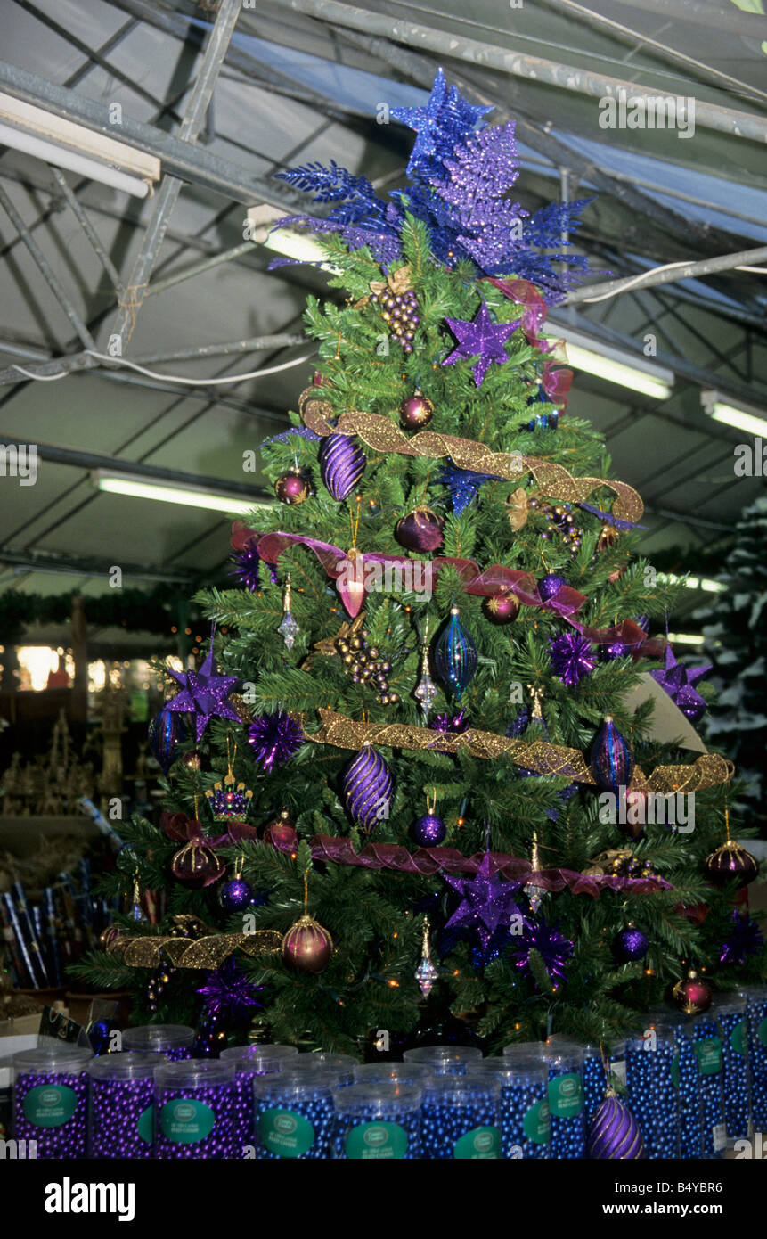 decorated Christmas tree display in a garden centre Stock Photo Alamy