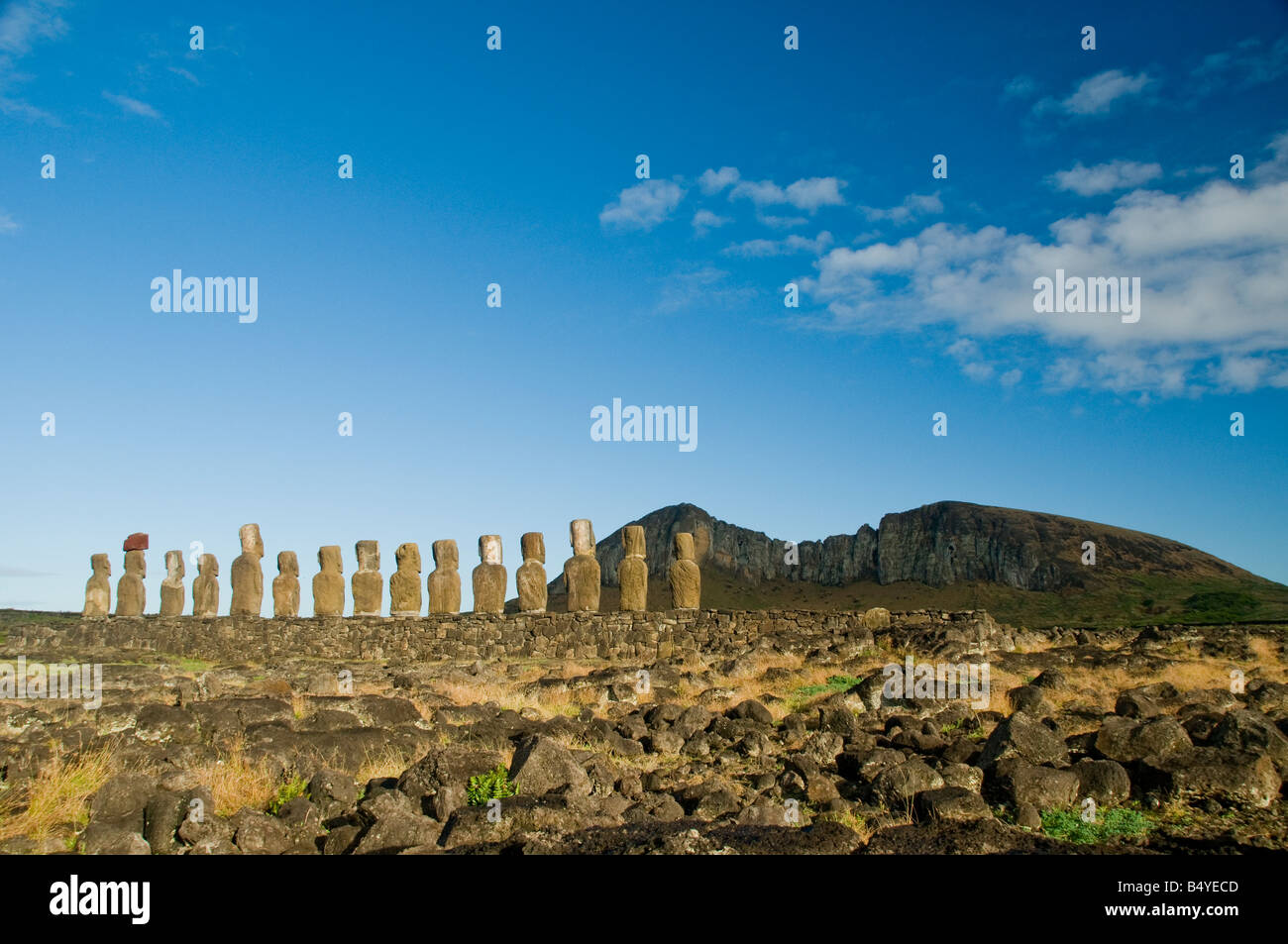 Ahu Tongariki is the largest ahu on Rapa Nui / Easter Island Stock ...