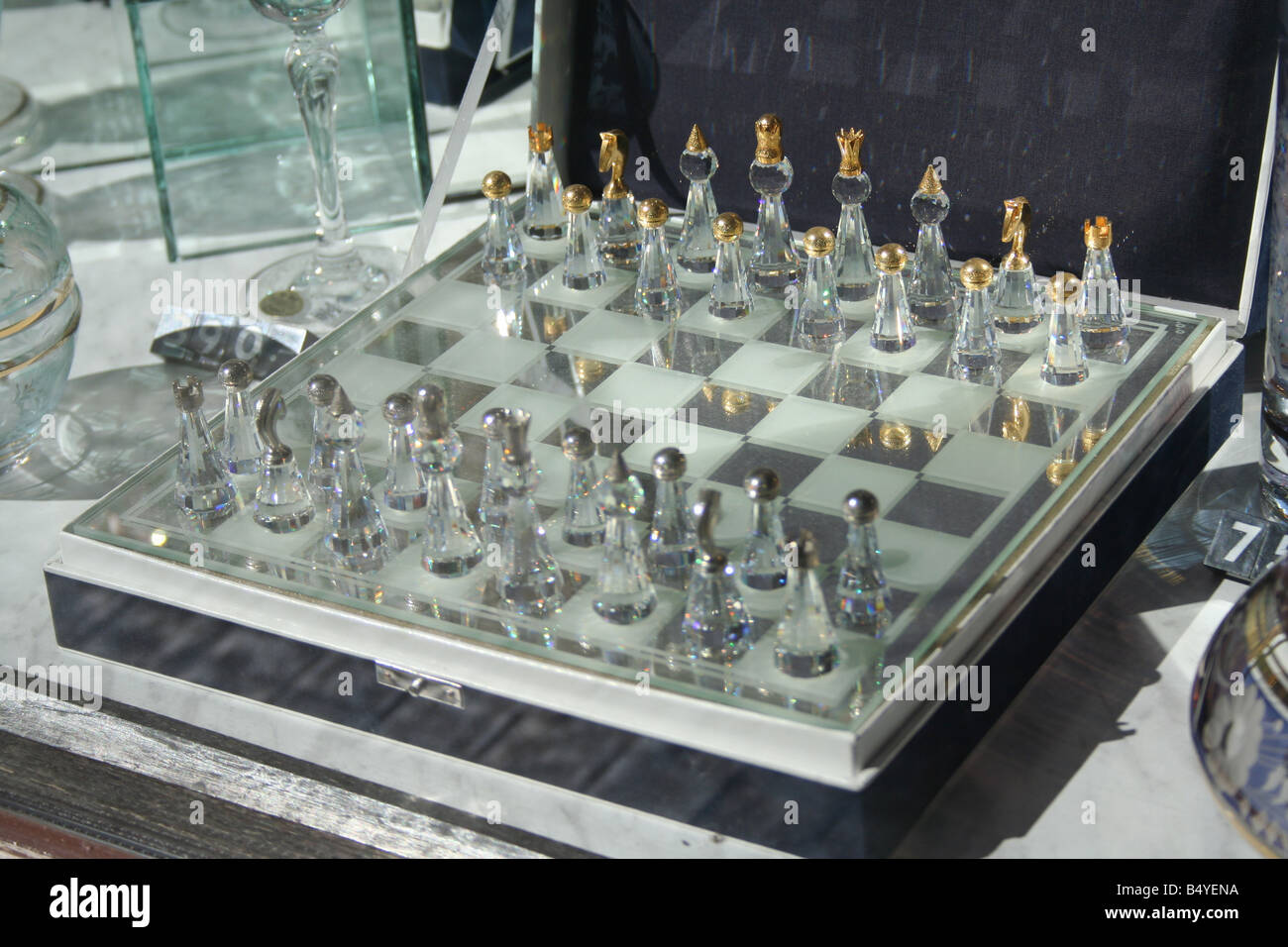 Chess from Bohemia glass Prague Czech republic Stock Photo