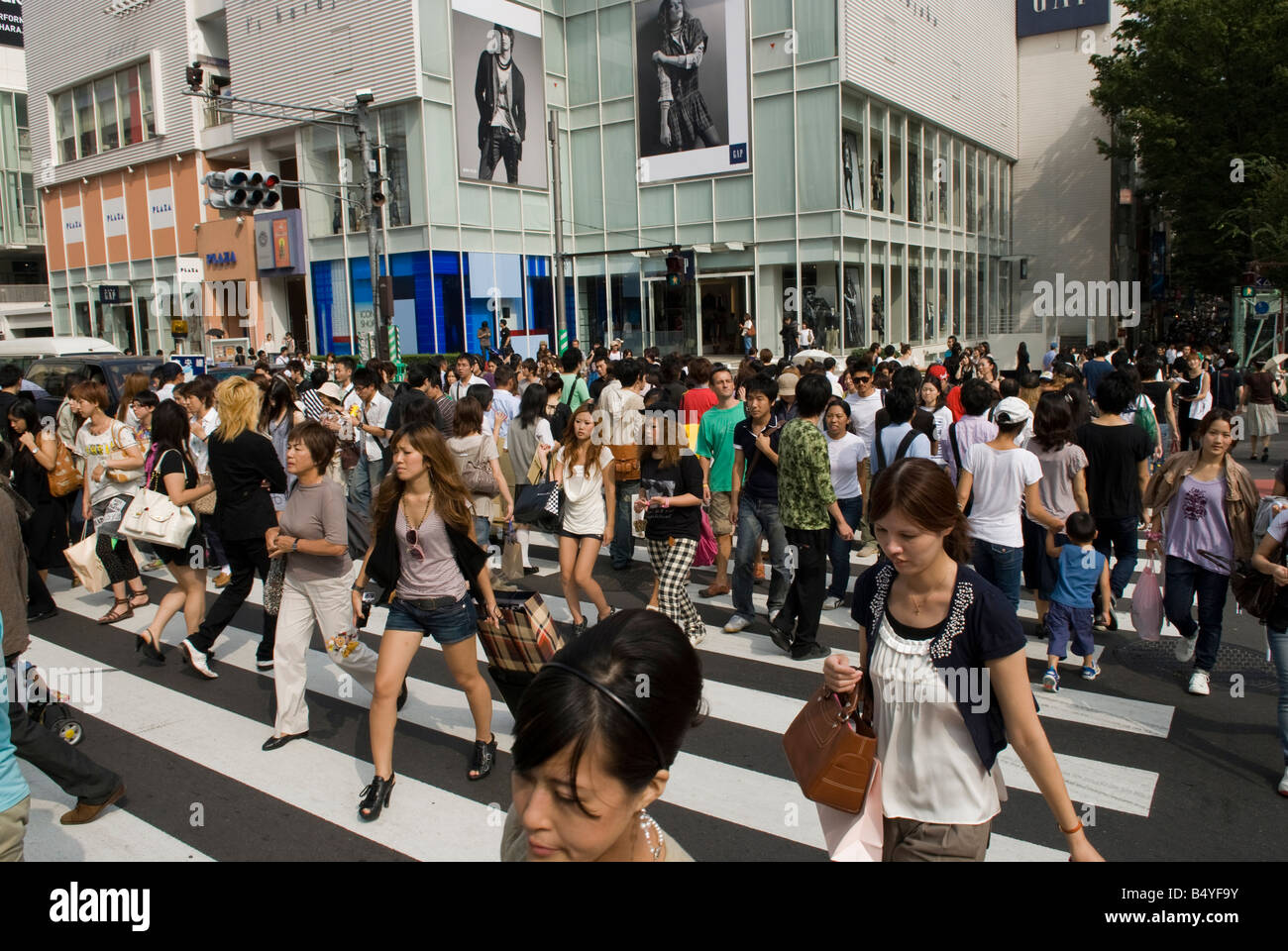 Corner of Omote-Sando and Meiji jingumae, Tokyo. Stock Photo