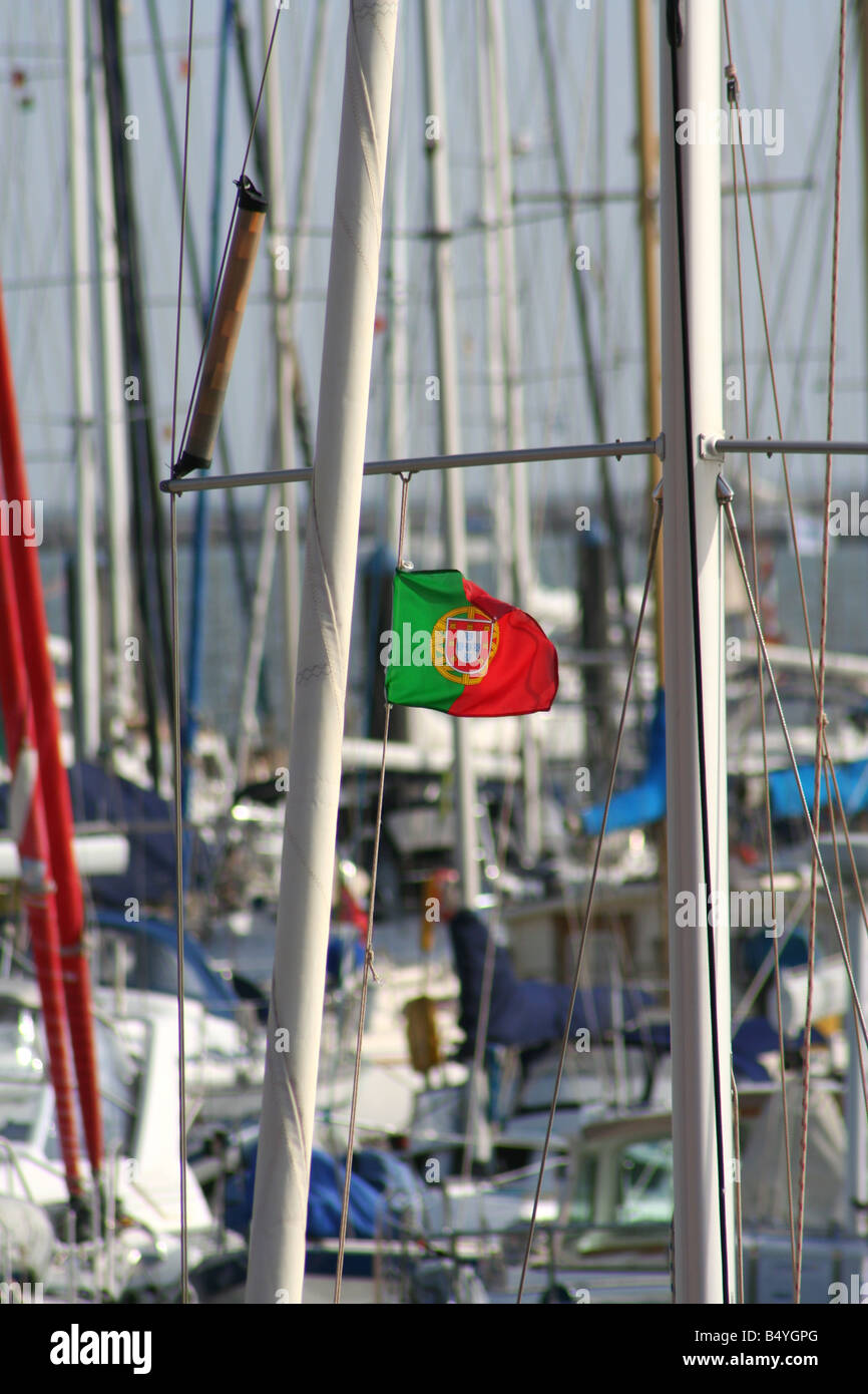 A Portugese Flag Attached To A Sailing Boat Stock Photo Alamy