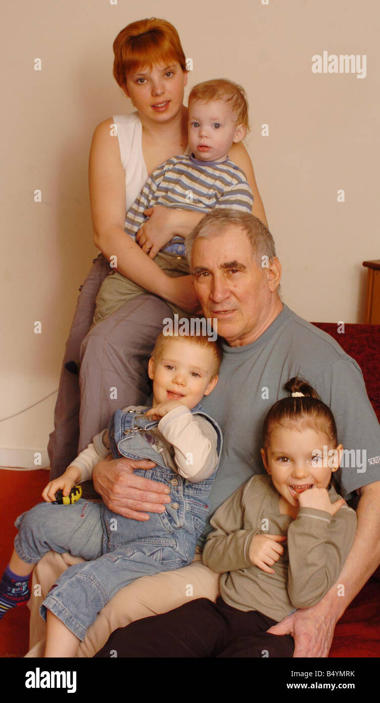 THE AGE GAP COUPLE;NICOLA (22) AND HUSBAND JOE (60) PHILPOT;WITH THEIR 3 CHILDREN TOP KODY 18M;THOMAS 3 AND FELICITY 5.5Y; Stock Photo