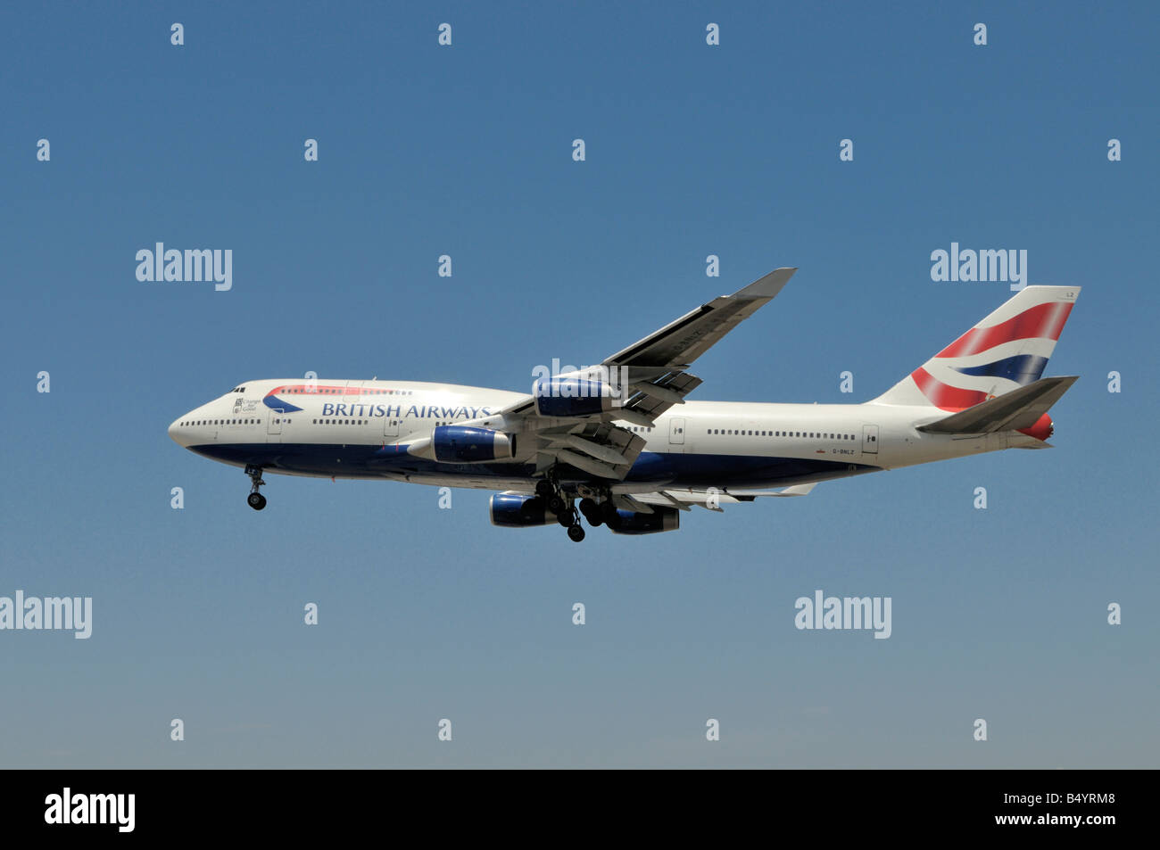 British Airways operated Boeing 747-400 about to land at LAX Stock Photo