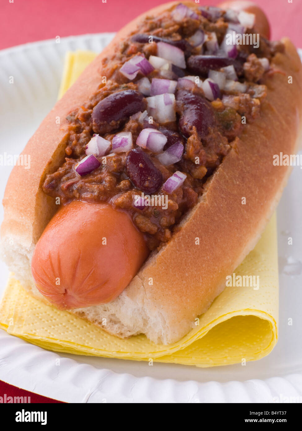 Chilli Hot Dog Stock Photo