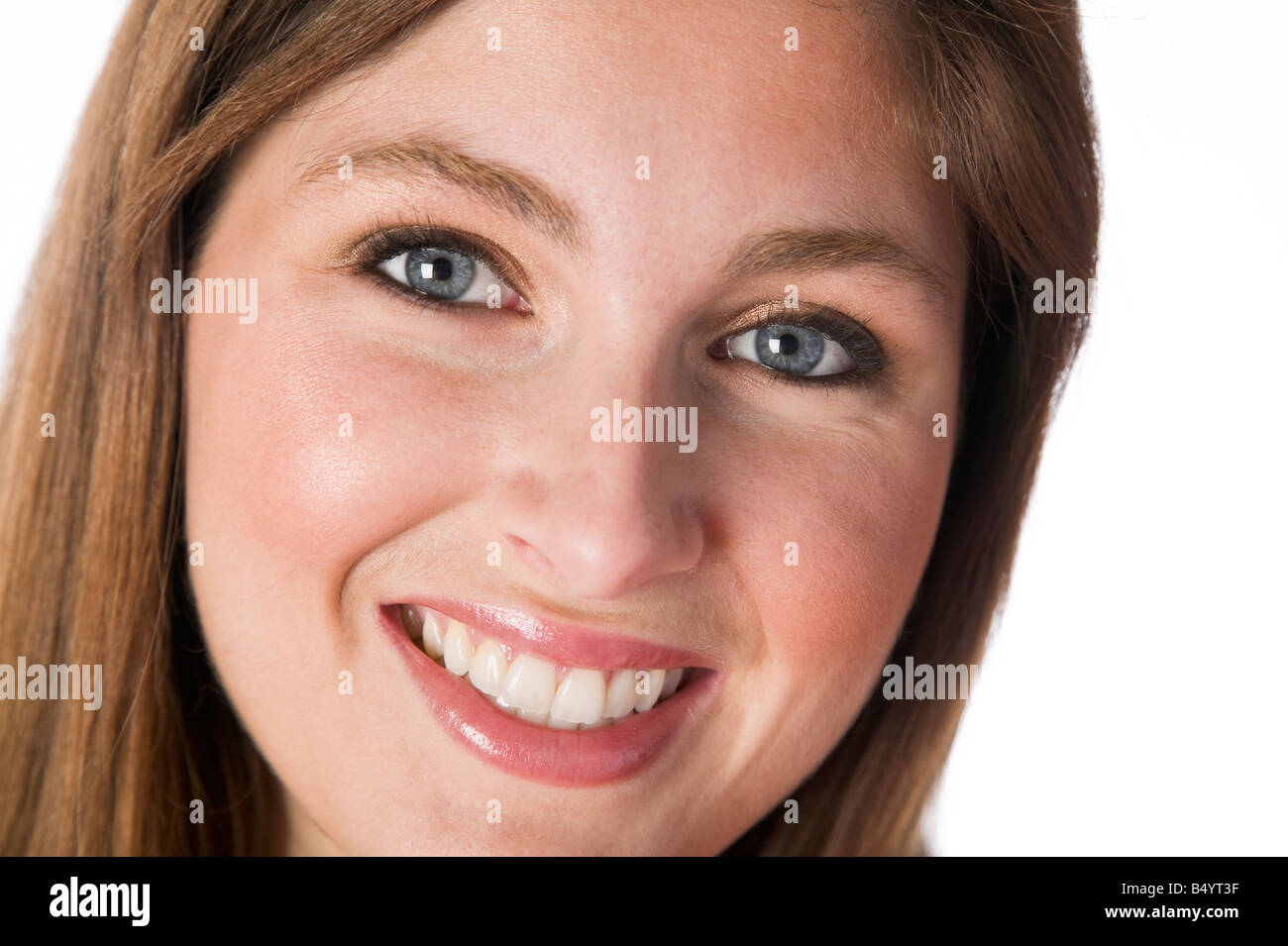 Portrait of a pretty woman isolated against white Stock Photo - Alamy