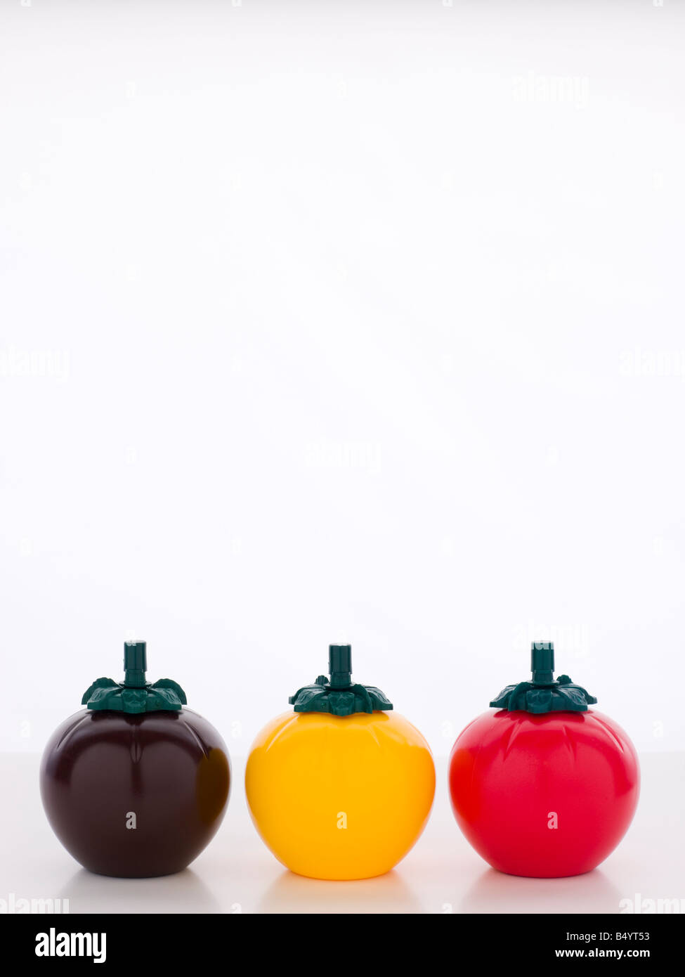BBQ, Mustard And Ketchup Sauce Bottles, Three Tomato Shaped Sauce