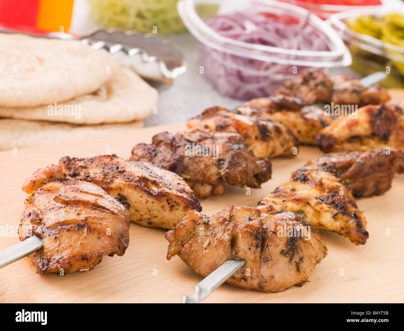 Marinated Chicken Kebab On A Skewer Stock Photo Alamy
