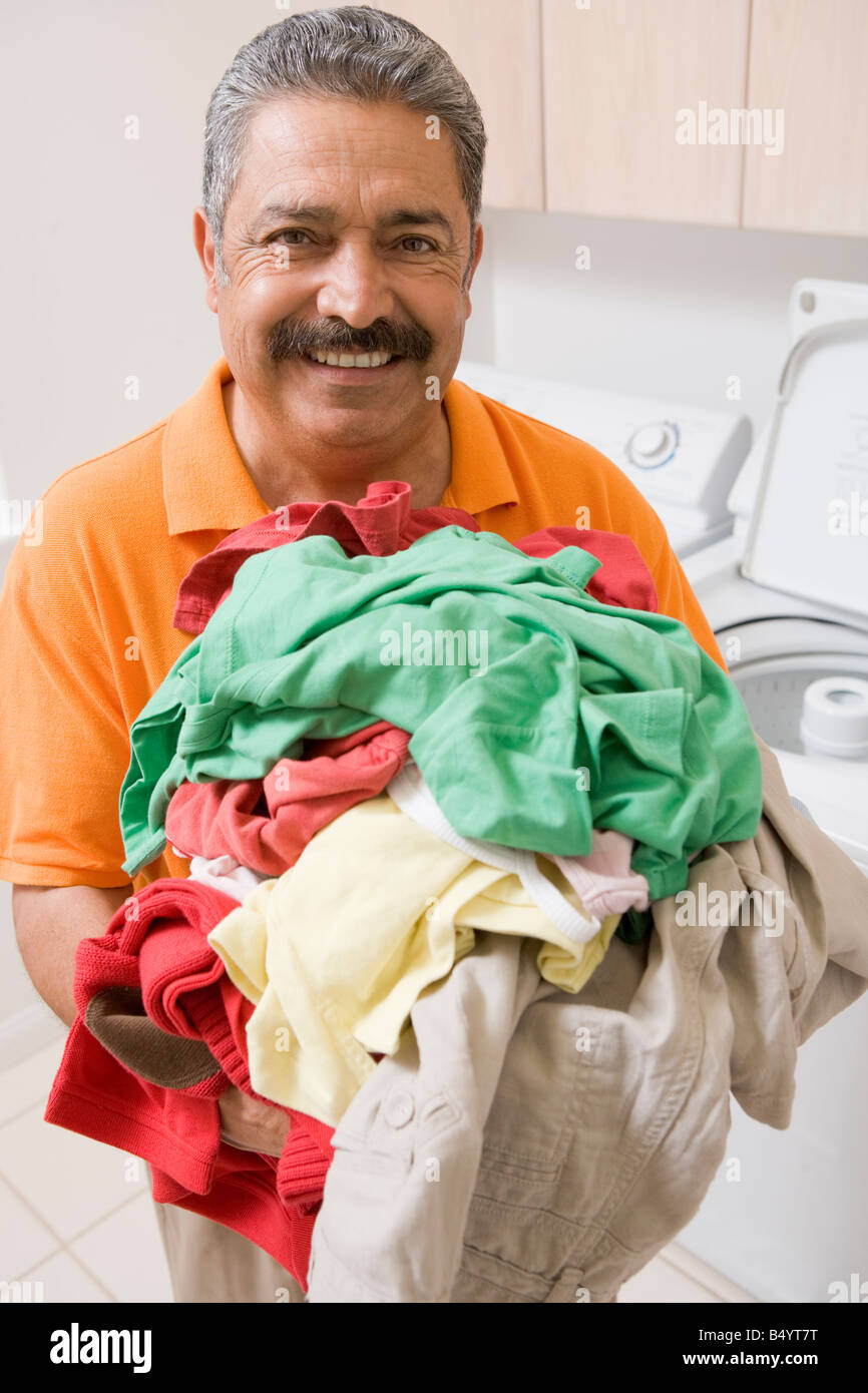 Man Doing Laundry Stock Photo Alamy