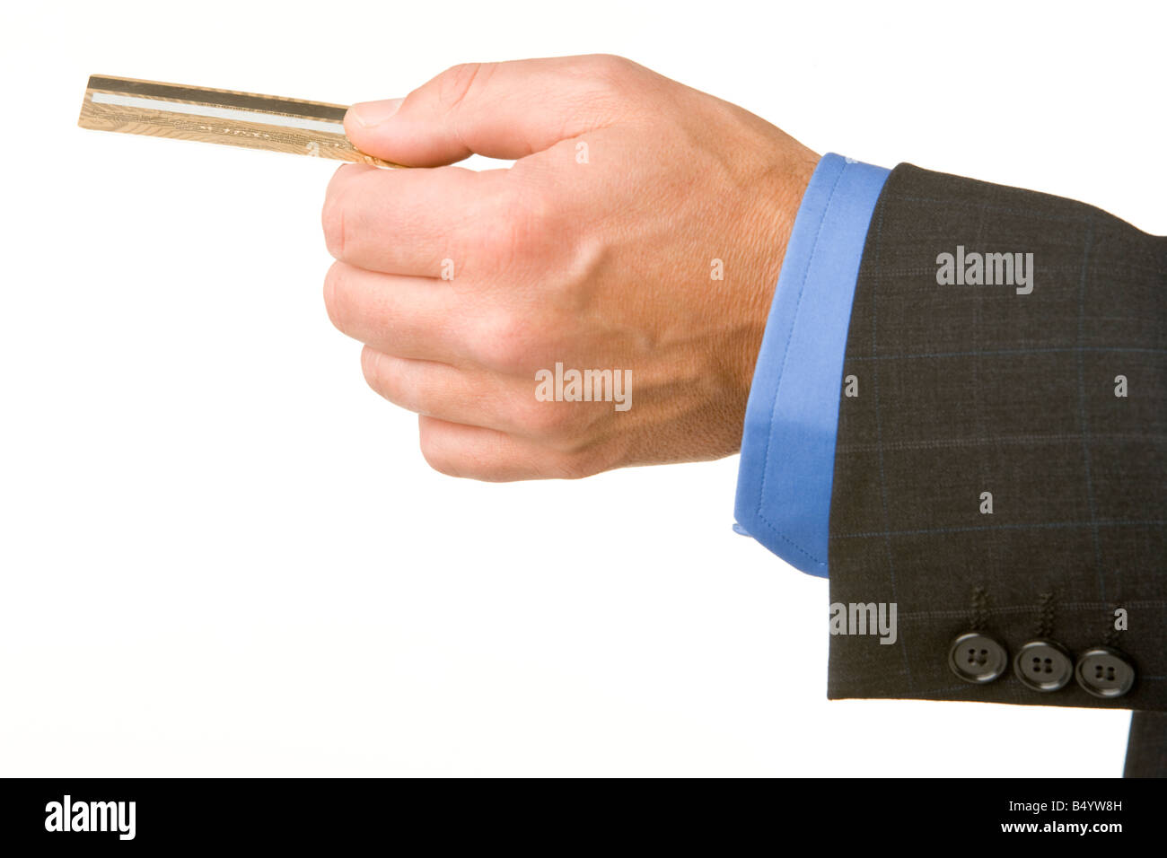 Businessman Holding A Gold Credit Card Stock Photo