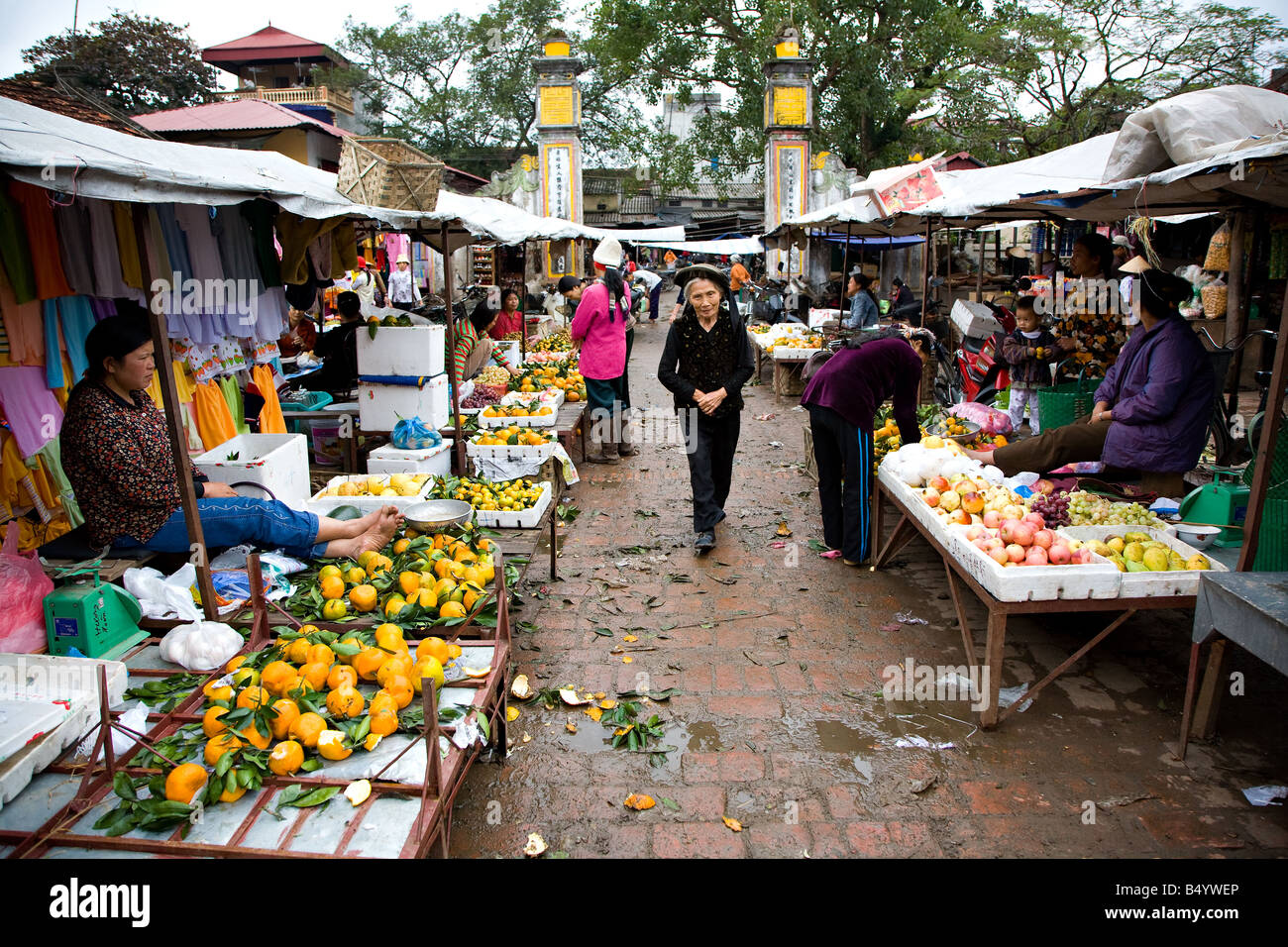 View of an old traditional village market Stock Photo - Alamy