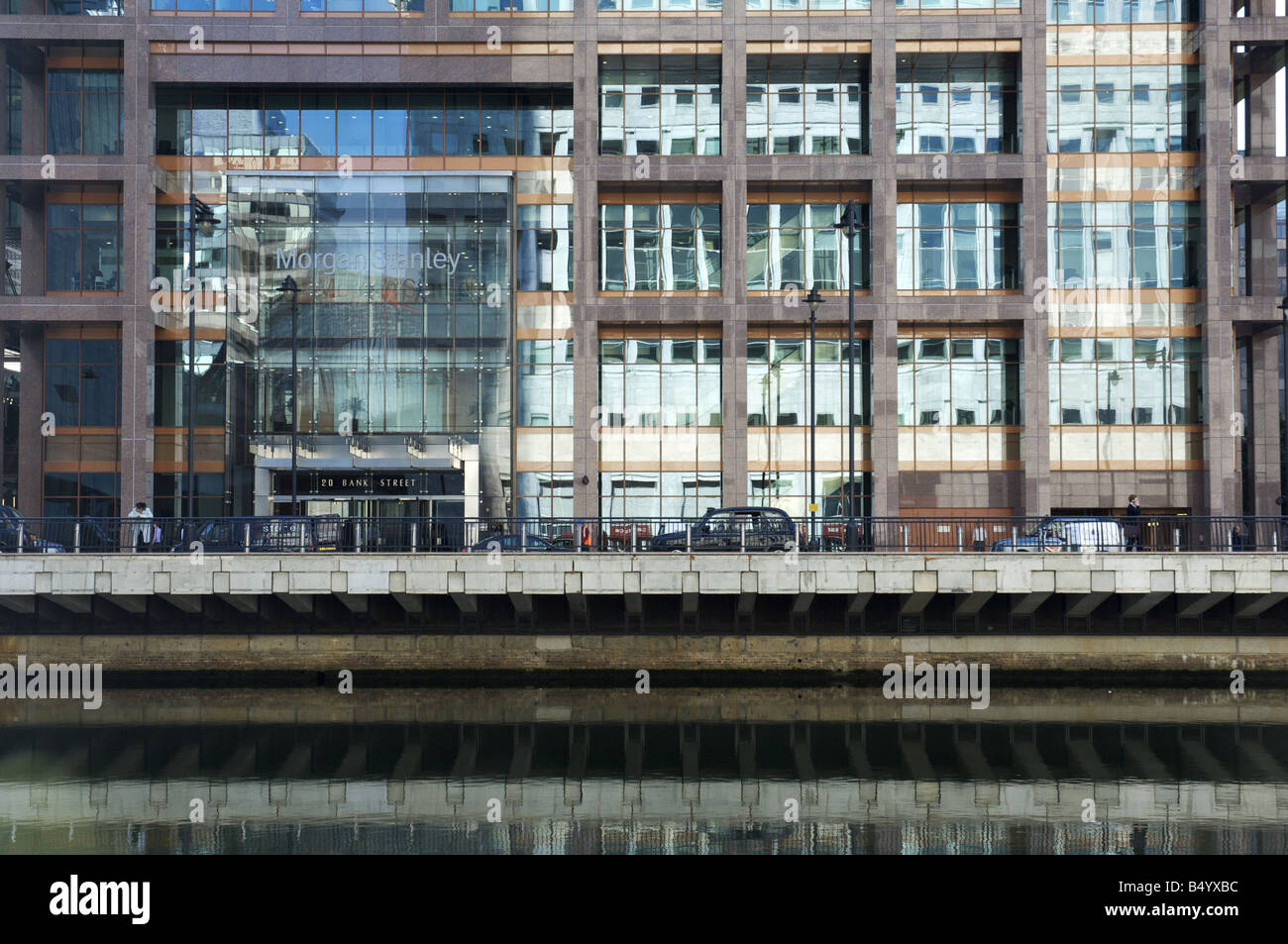 Morgan Stanley Building on Bank Street Canary Wharf London during the Credit Crisis Stock Photo