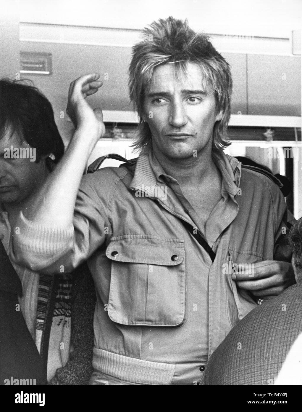 Rod Stewart a fanatical soccer fan was at Hampden Park in Glasgow on 24th May 1980 to watch Scotland get beaten 2 0 by England in the Home Championships Singer Musician Rock Star 1980s Stock Photo