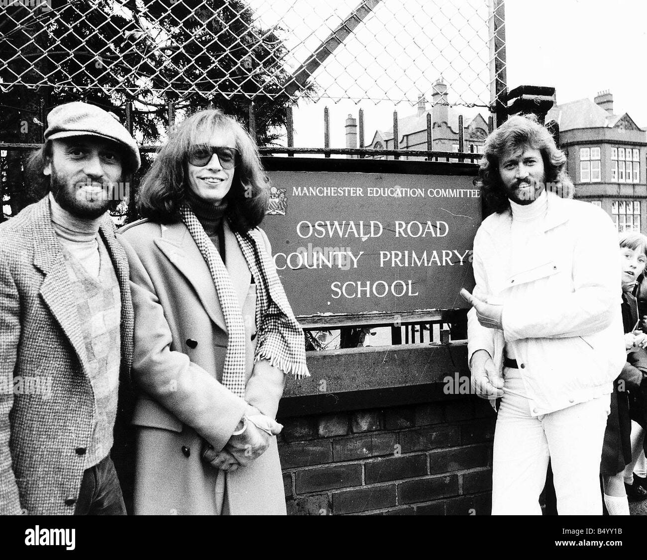The Bee Gees pop group 1981 Barry Gibb Maurice Gibb Robin Gibb Stock Photo
