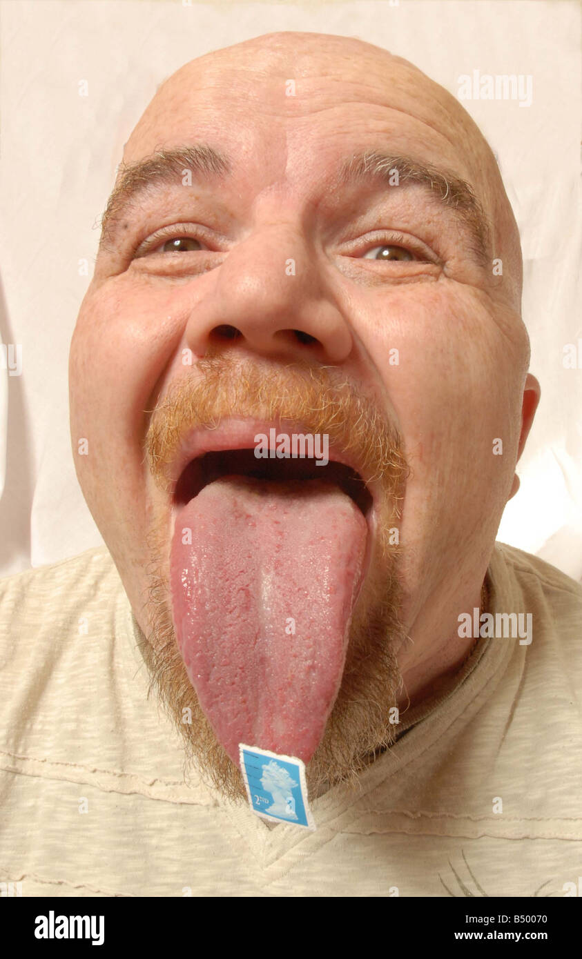 Steve Taylor who has the longest tongue in the world Seen here licking a stamp Stock Photo