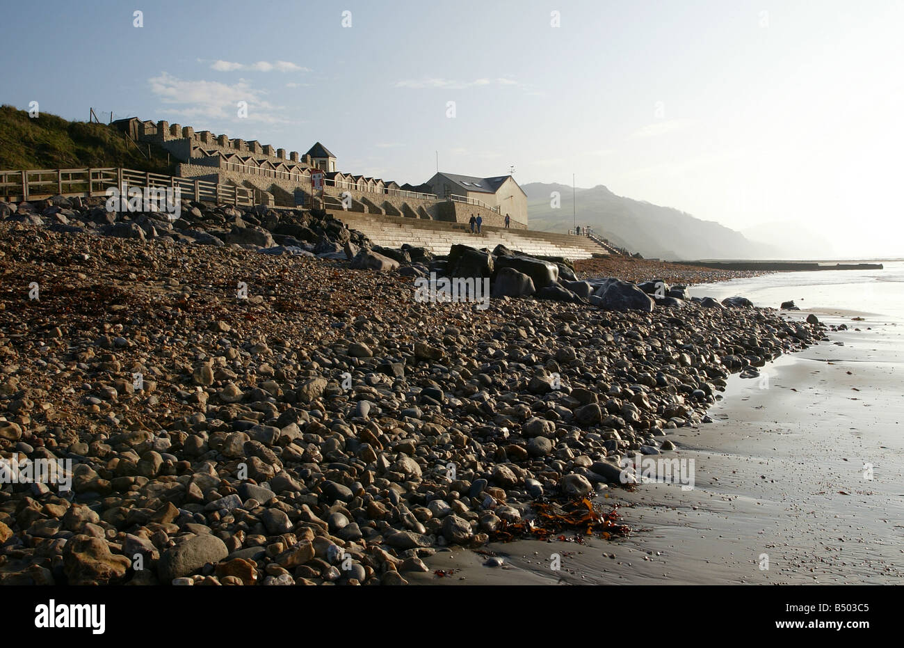 Charmouth beach in Dorset early in the morning Stock Photo