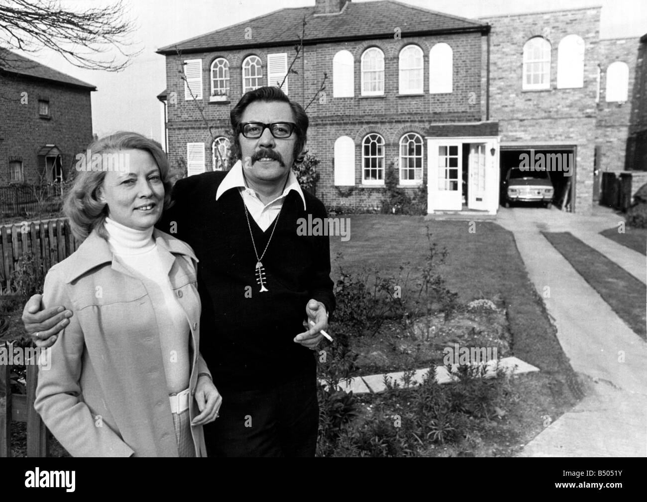 Actor James Beck of Dads Army fame seen here with his wife outside their 120 year old cottage ;©Revielle;2/5/1973; Stock Photo