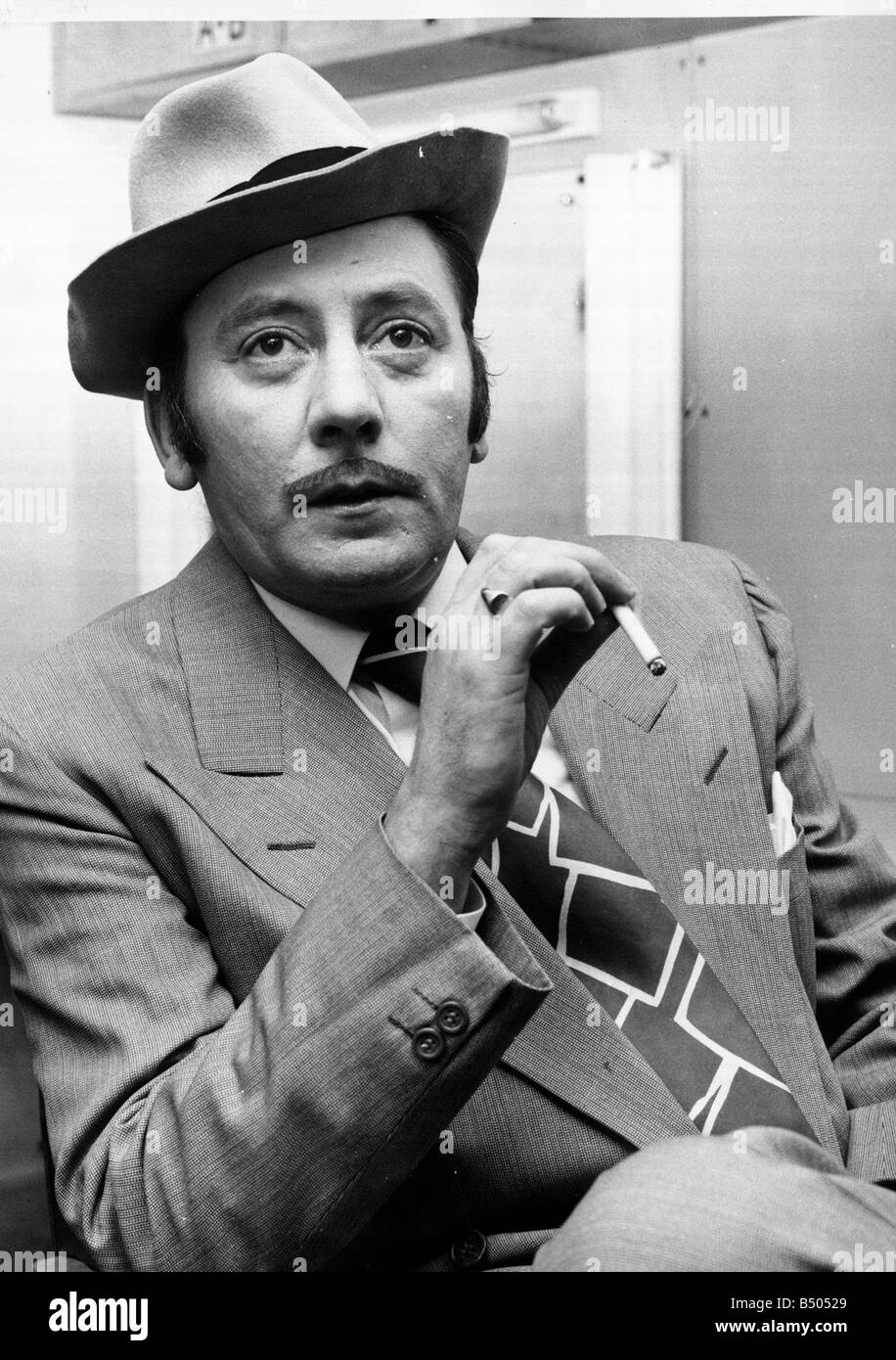 James Beck actor from the BBC TV series Dads Army. James plays the character of Joe the Spiv seen here in his dressing room at the BBC television centre;P73 36;10/1/1973;Monty McKay; Stock Photo