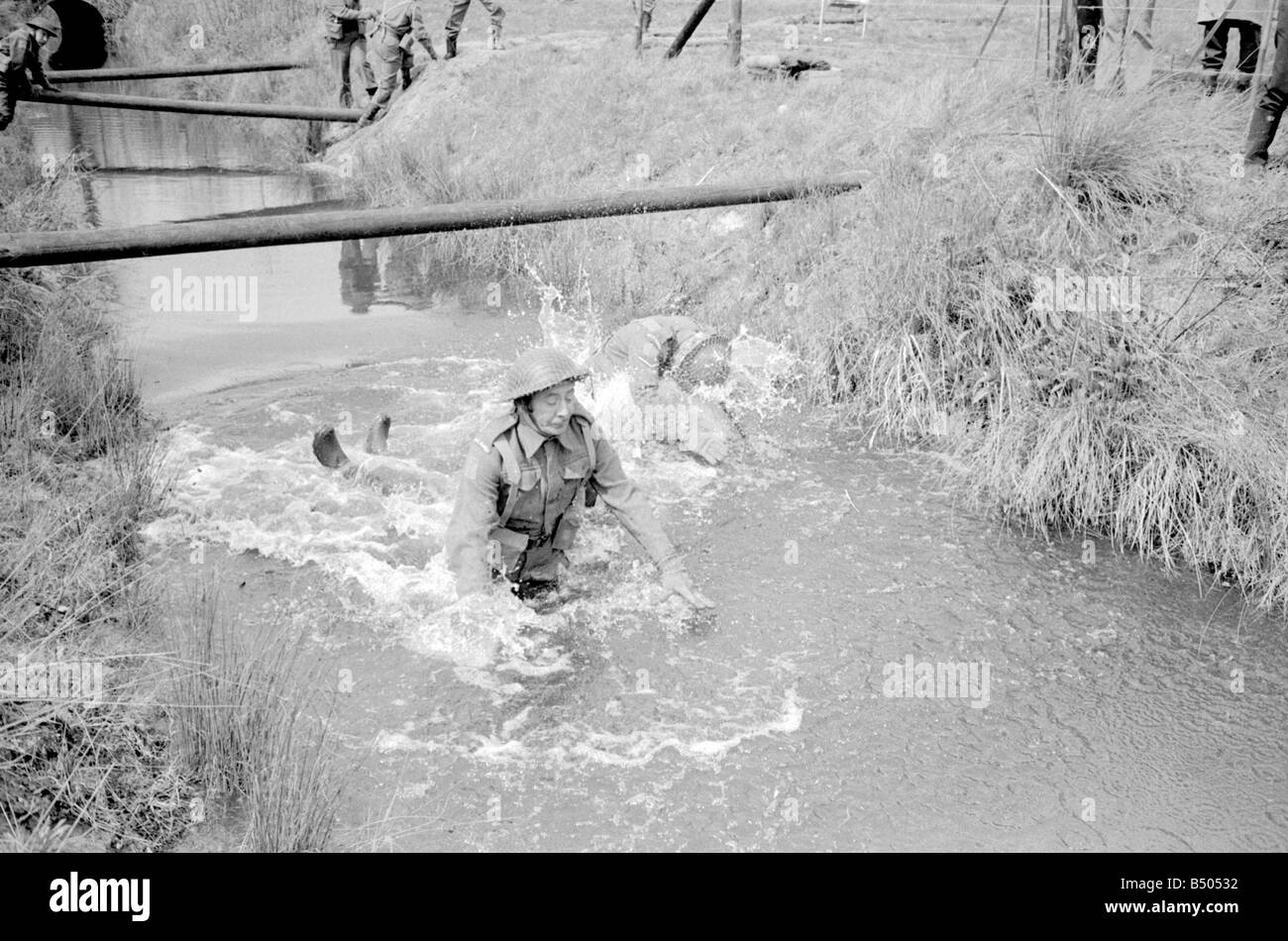 Dads Army ;Actor James Beck as Private Walker in the BBC TV series Dads Army seen filming on location in Thetford Norfolk.;The cast were filming an assault course scene.;72 4866;©DM Stock Photo