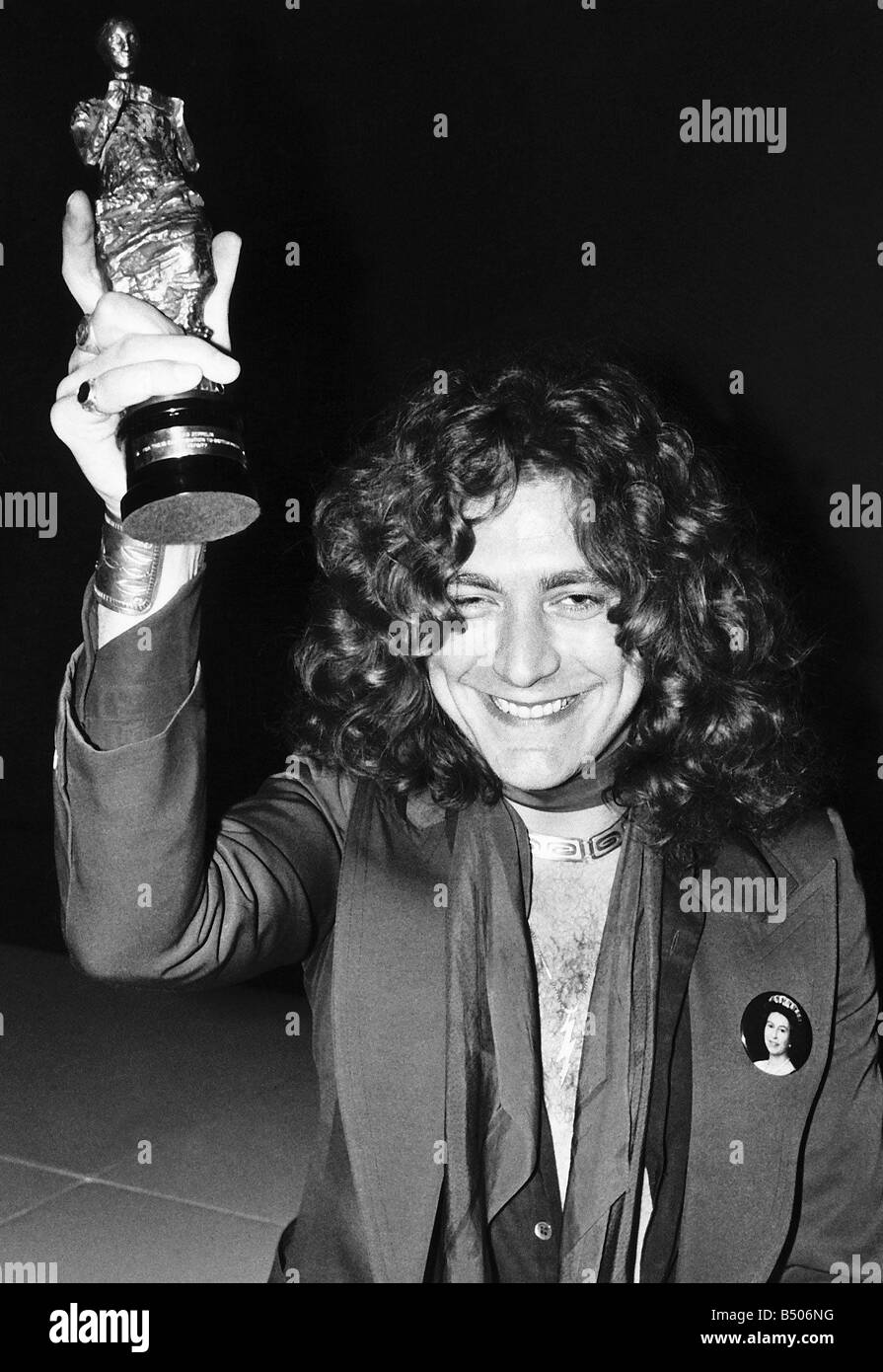 Lead singer of group Led Zeppelin Robert Plant with an Ivor Novello Award Stock Photo