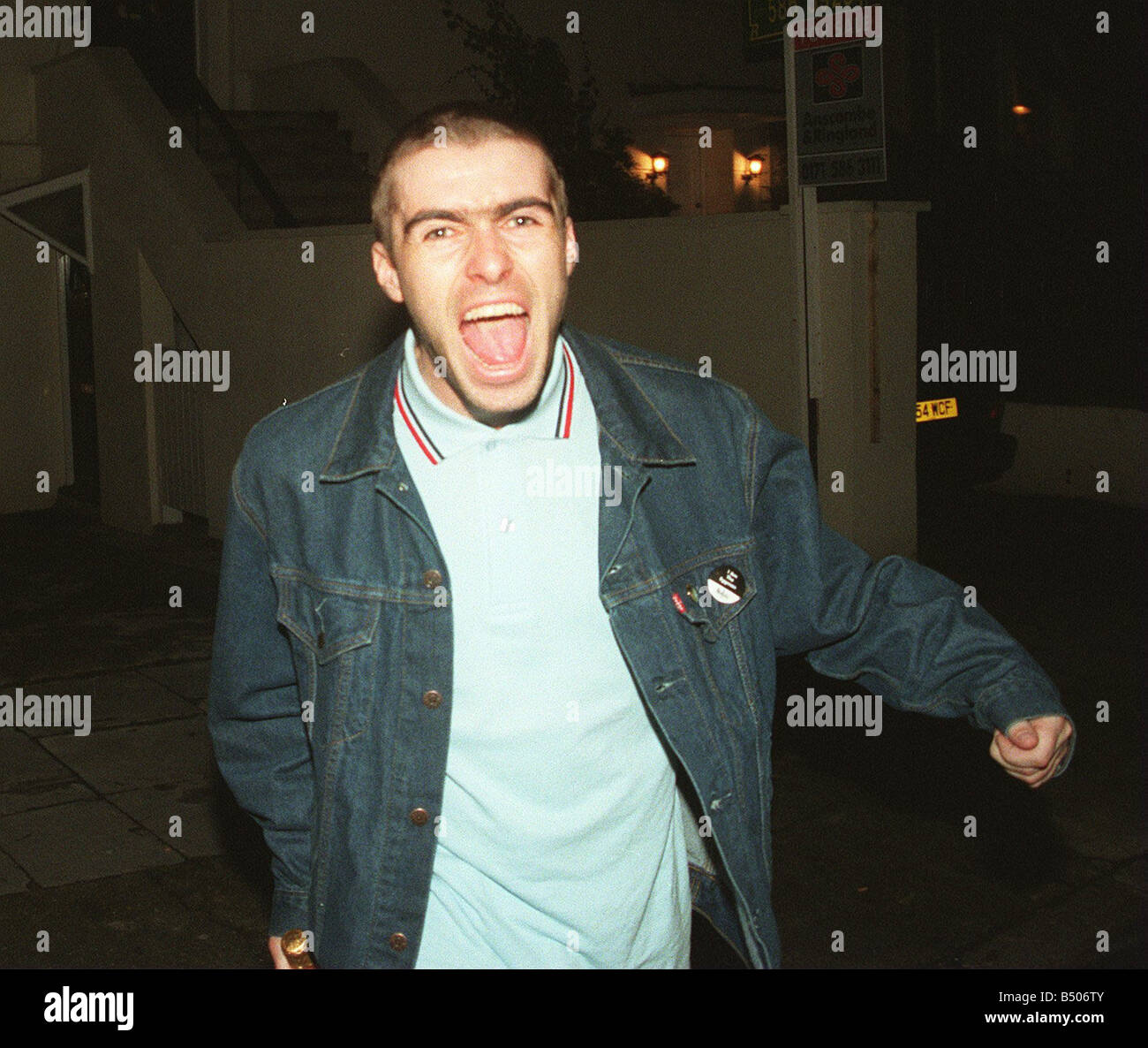 Liam Gallagher leaves home with new short hair style Stock Photo - Alamy