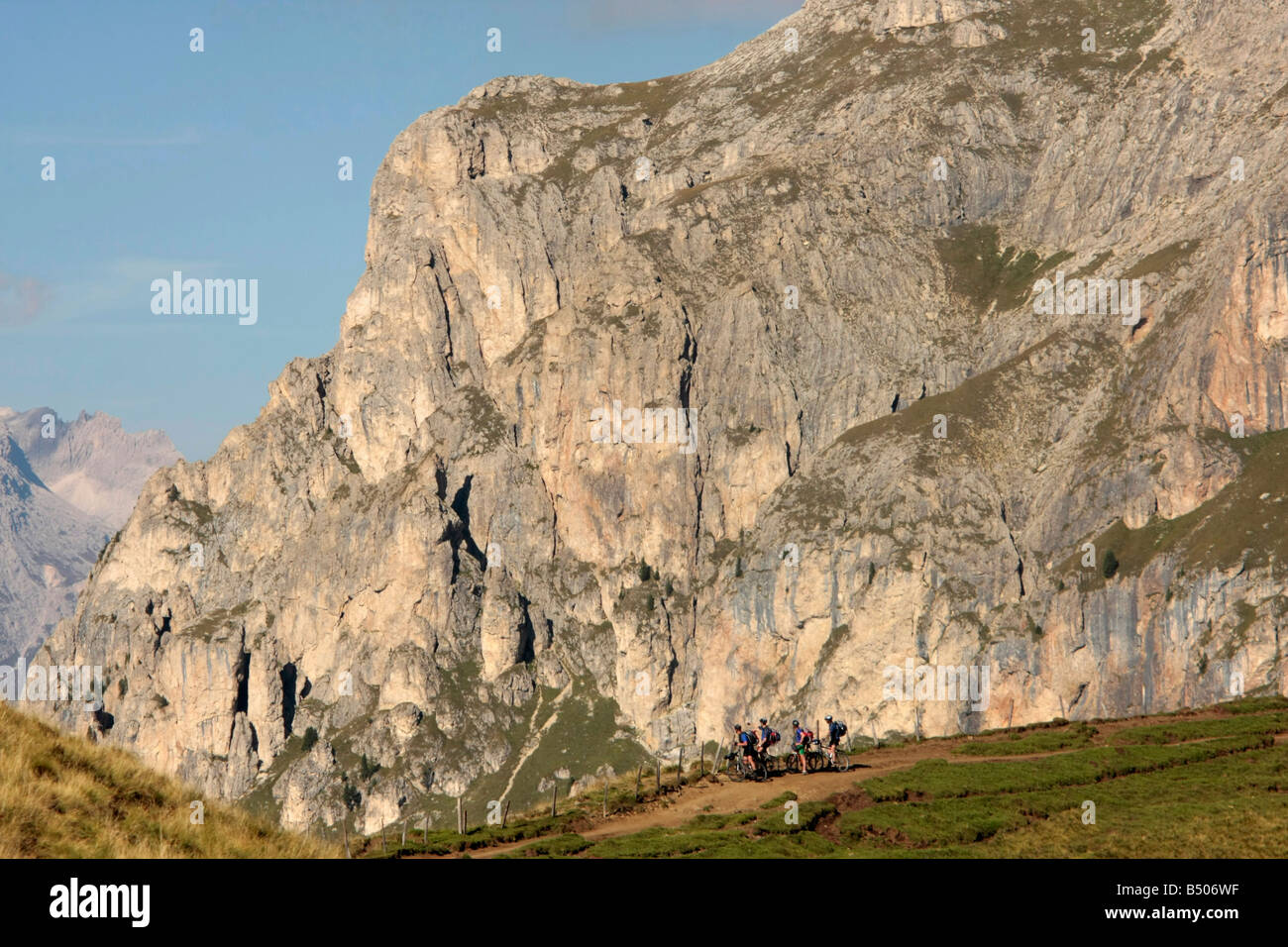montainbiker at Alpe di Siusi Alto Adige South Tyrol Italy Stock Photo