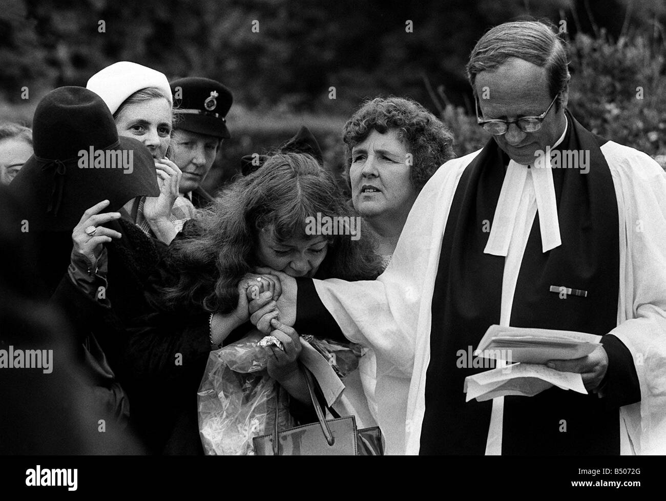 A Rolling Stones fan weeps at Brian Jones funeral 1969 Stock Photo