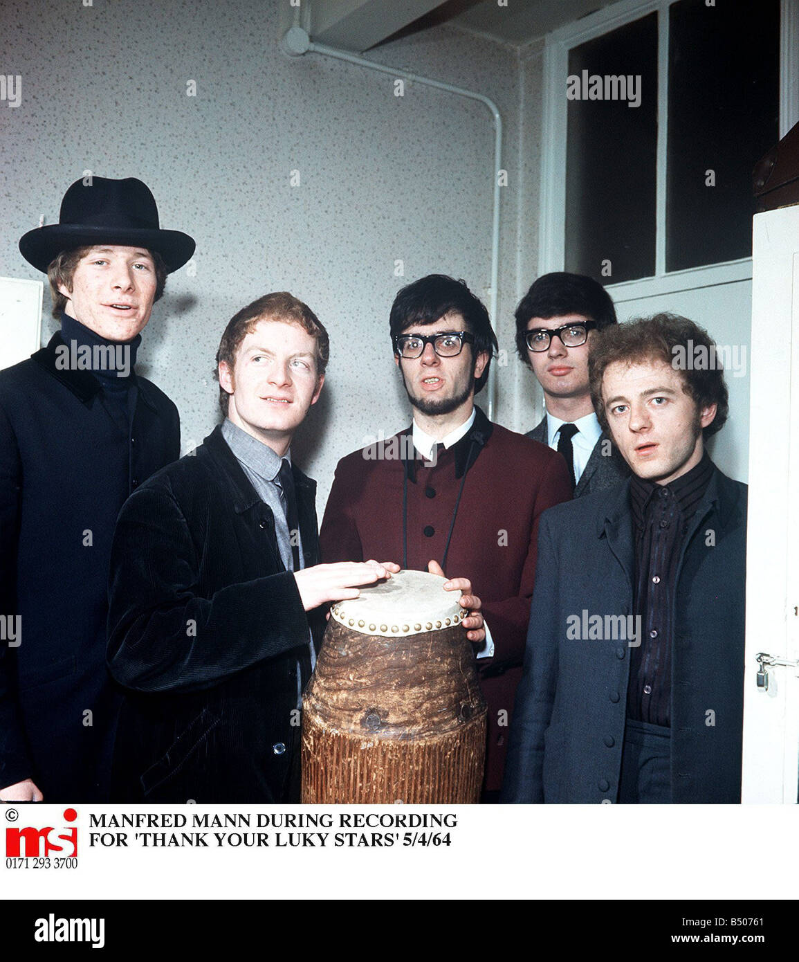 Pop group Manfred Mann during recording of Thank 1964 your lucky stars show Stock Photo