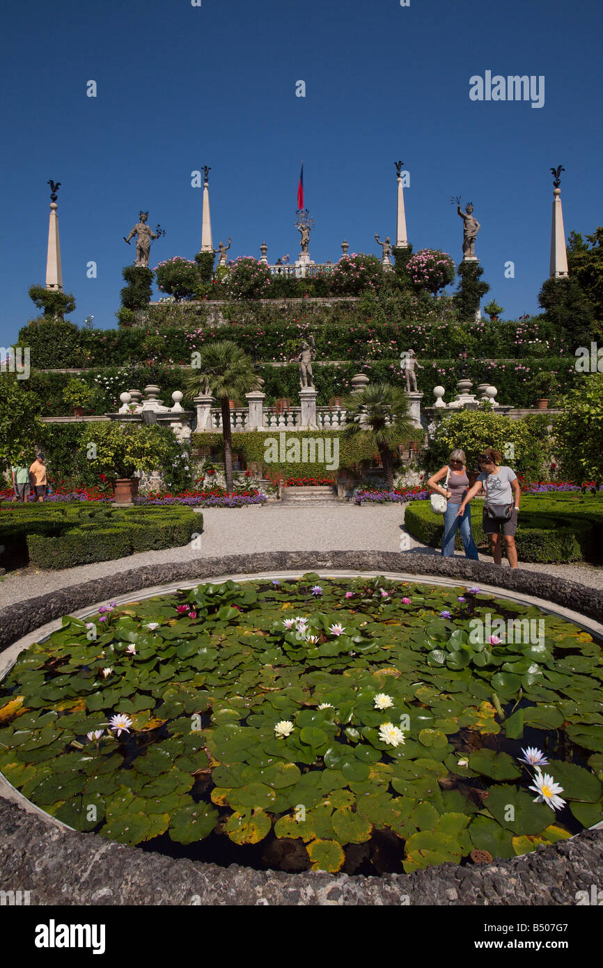 The Baroque Gardens of Isola Bella , Lake Maggiore , Italy Stock Photo