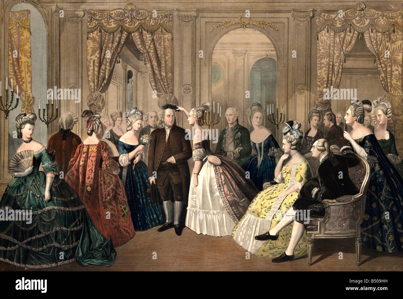 Franklin's reception at the court of France, 1778 Stock Photo