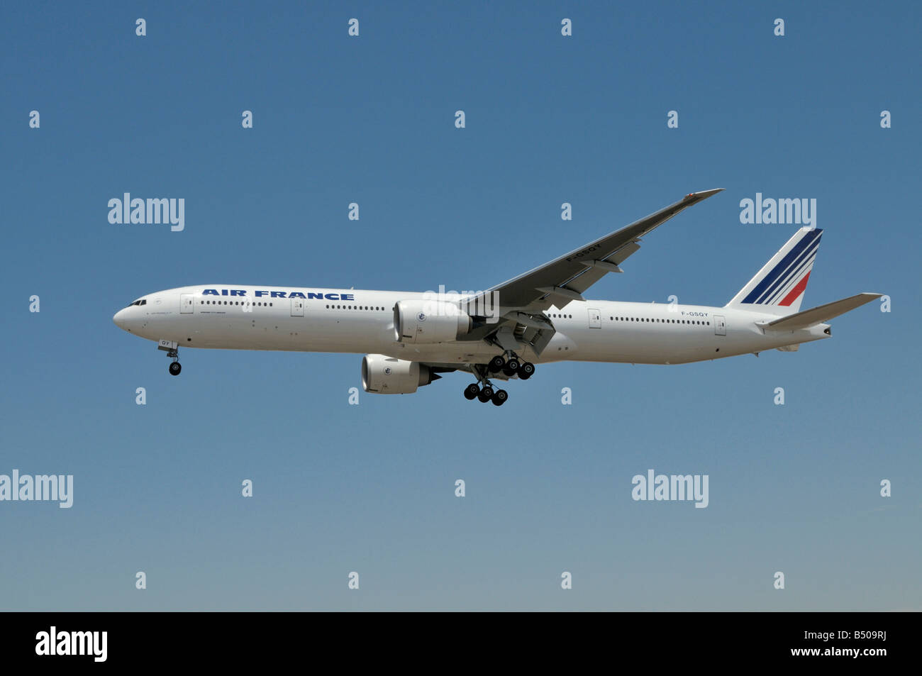 Air France operated Boeing 777 about to land at LAX Stock Photo