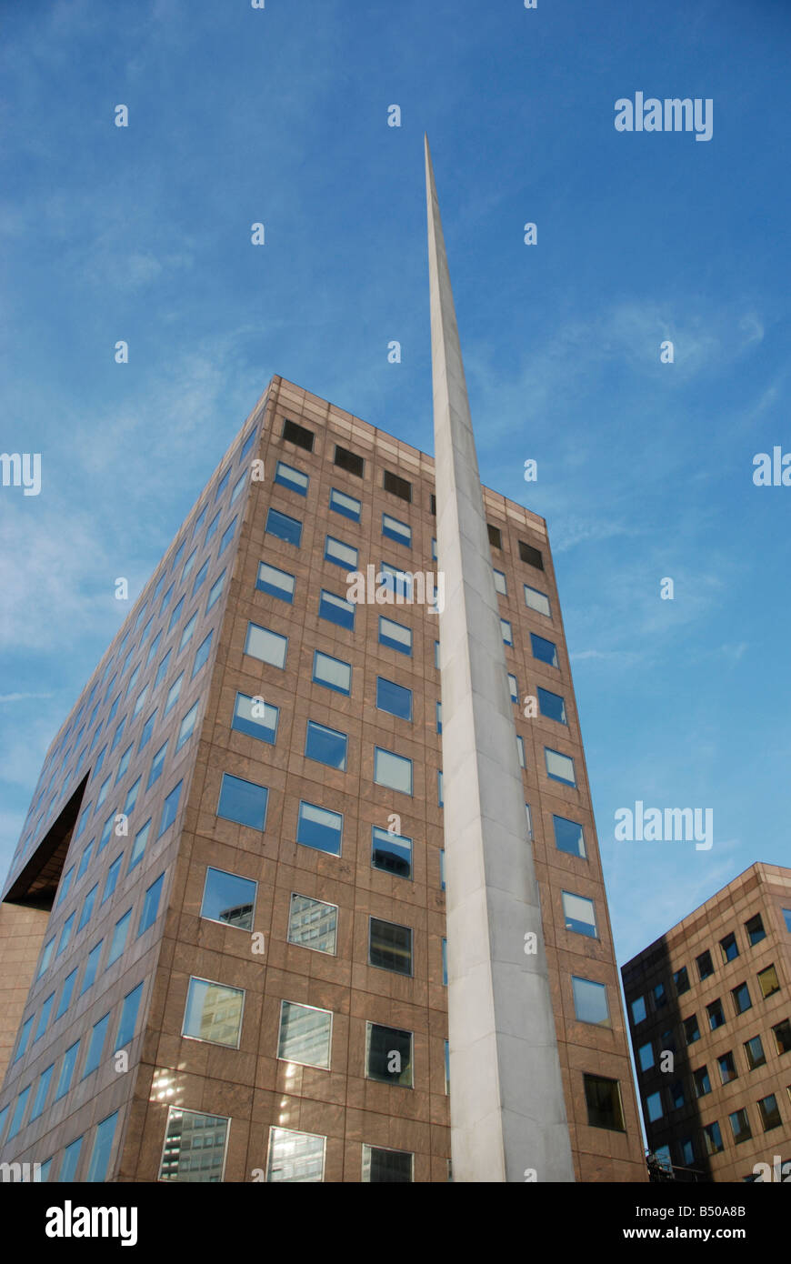 Office building at Number One London Bridge with modern sculpture in