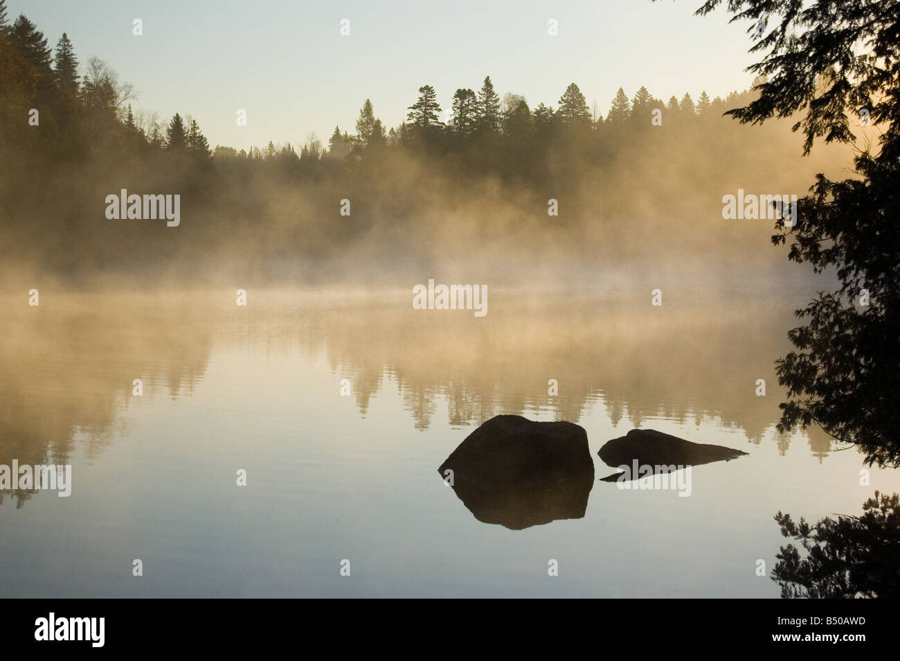 Early morning on Lac des Iles Stock Photo Alamy