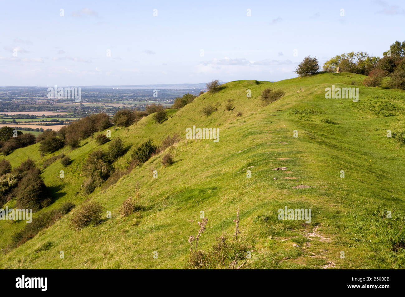 Buckland Rings The ramparts of the Iron Age hill fort on the Cotswold scarp at ...