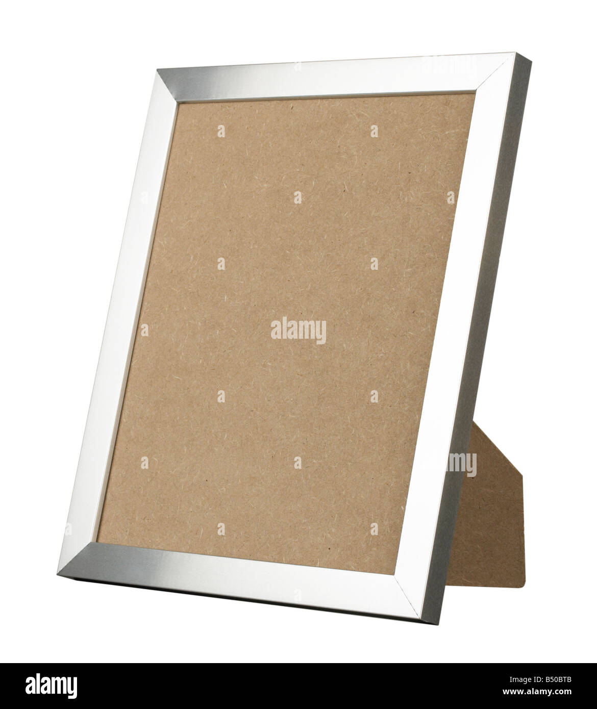 PICTURE FRAME SILVER WOOD STAND STANDING Stock Photo
