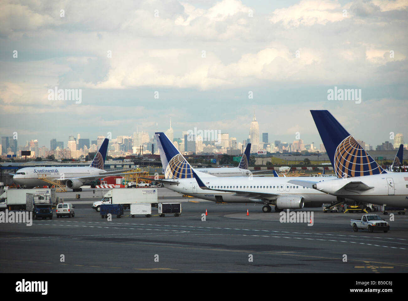 Continental Airlines planes on a stand at Newark Liberty Airport with ...