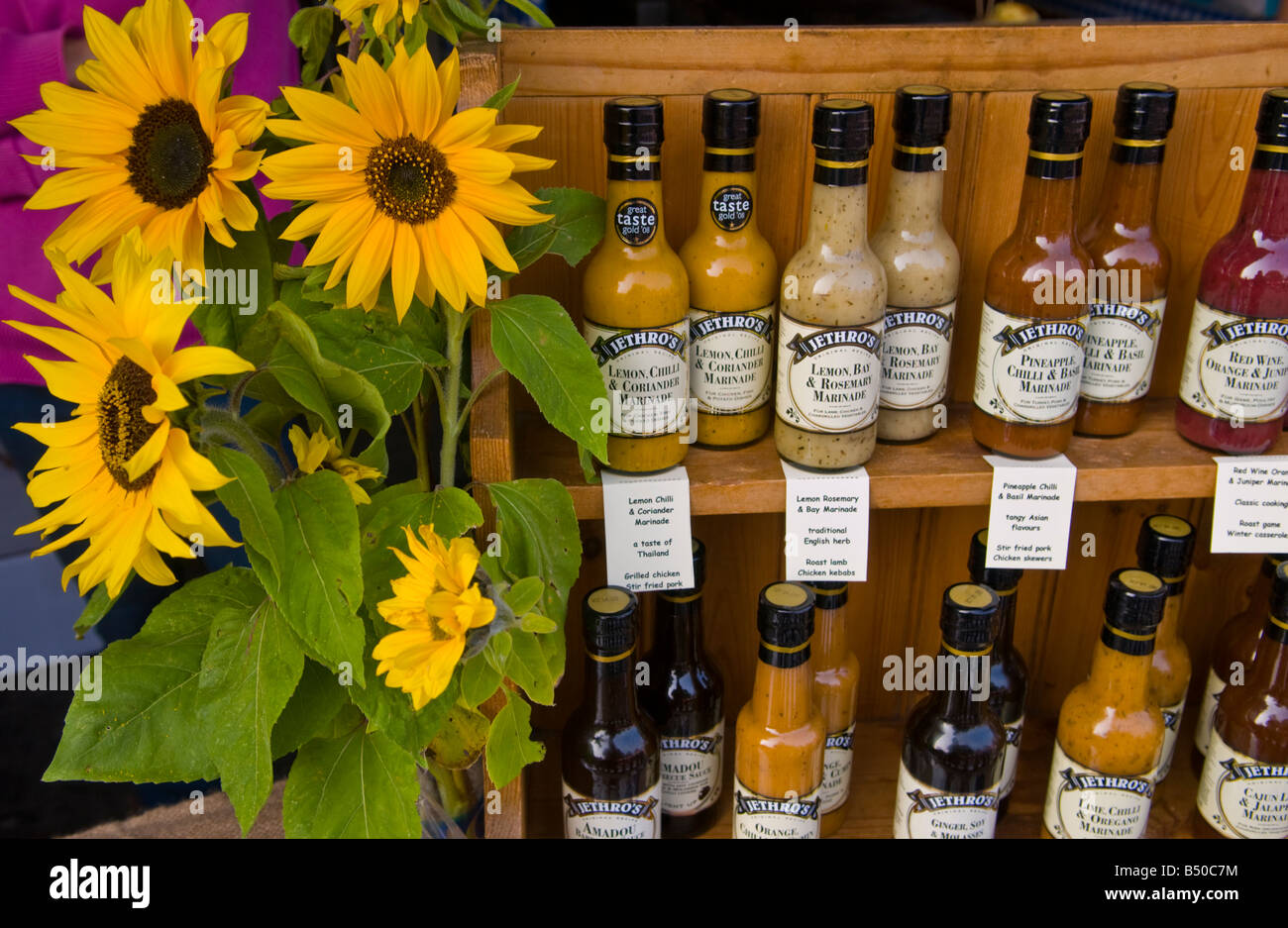 Marinades for sale at Abergavenny Food Festival Stock Photo