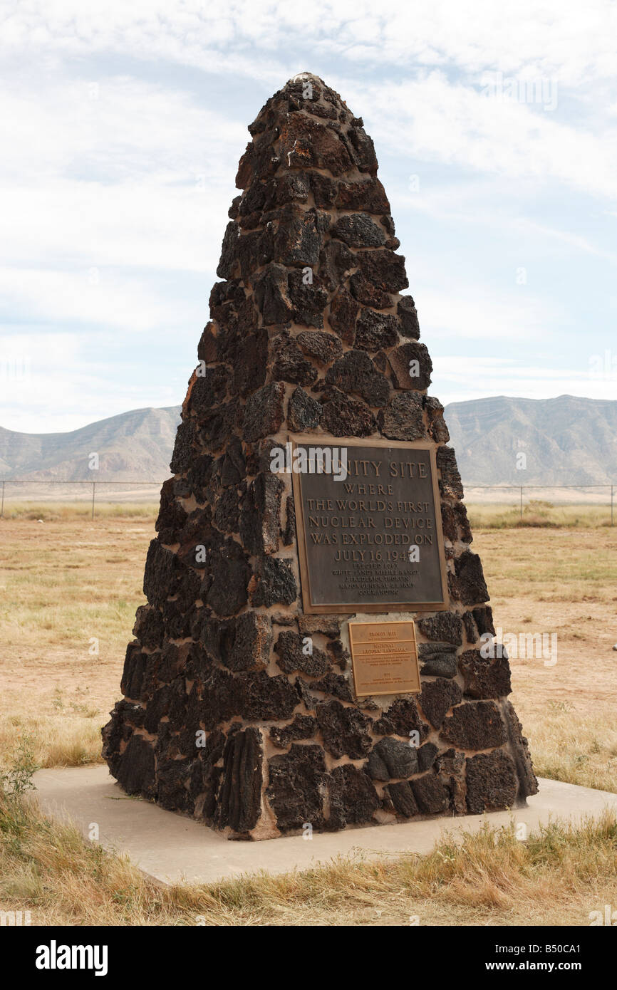 The obelisk marking the site of the world's first nuclear explosion at Trinity Site, New Mexico, USA Stock Photo