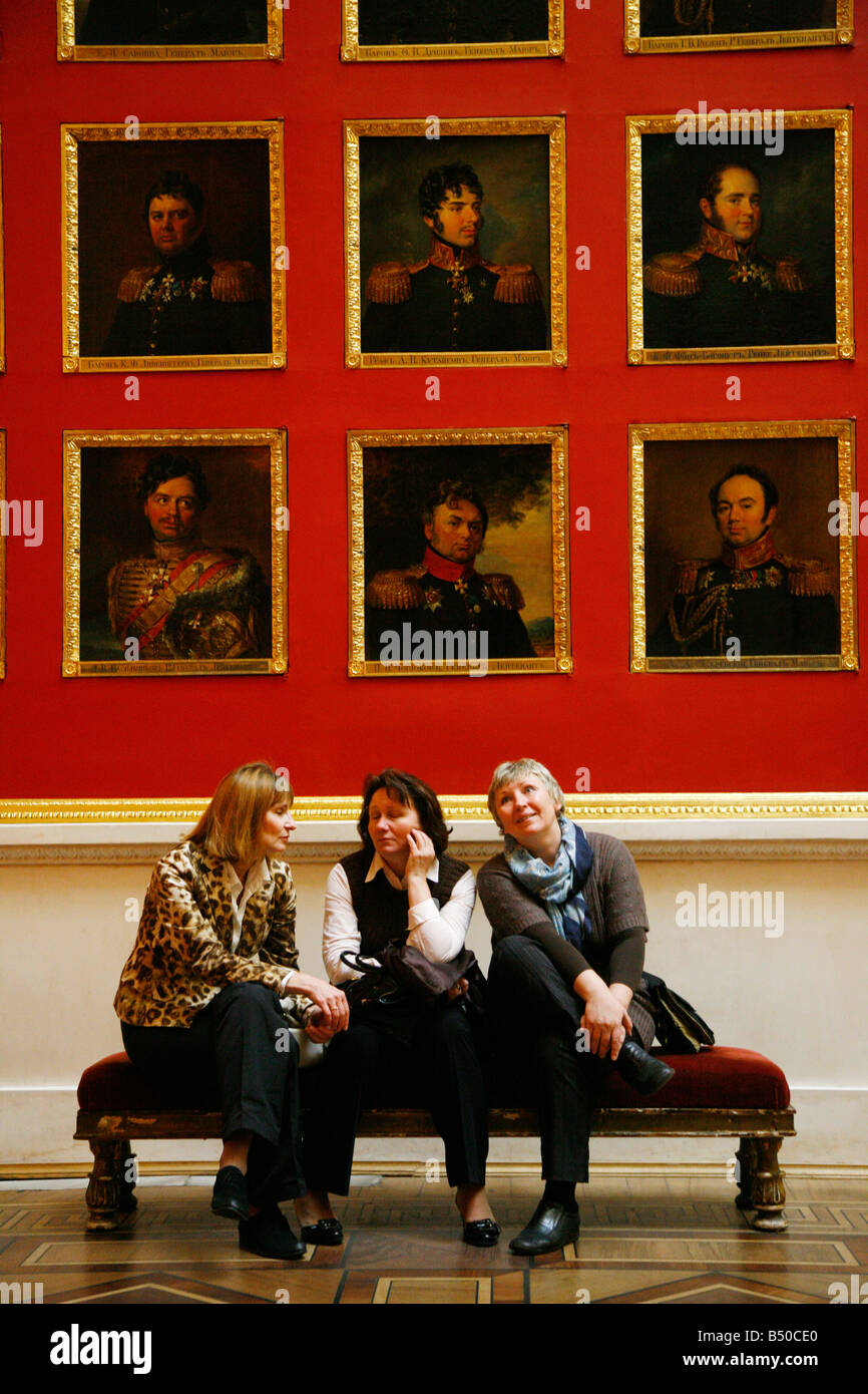 Aug 2008 - The portrait gallery of the 1812 war heroes in the Hermitage Museum St Petersburg Russia Stock Photo