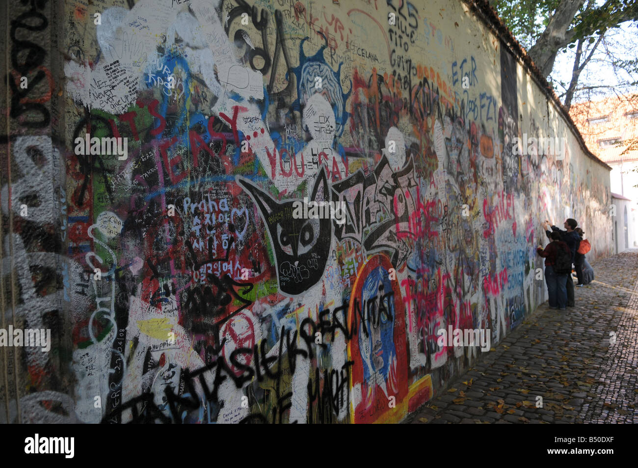 Peace wall in the little quarter, Prague, Czech republic Stock Photo