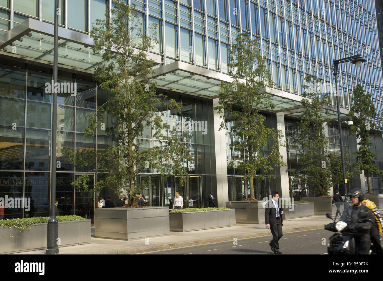 Lehman Brothers Building on Bank Street Canary Wharf London during the Credit Crisis Stock Photo