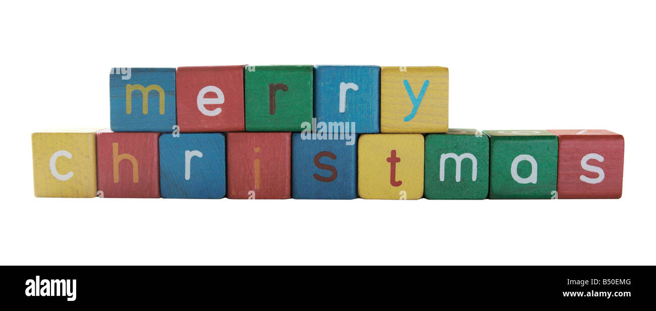 Merry Christmas in block letters Stock Photo - Alamy