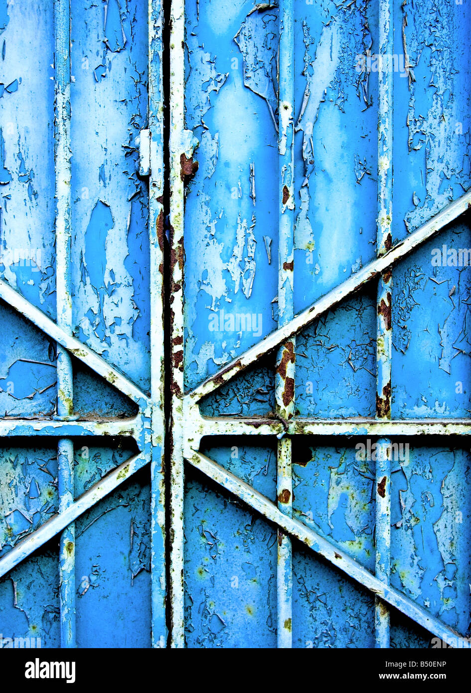 Blue Steel Rusty Gate Background Pattern Stock Photo - Alamy