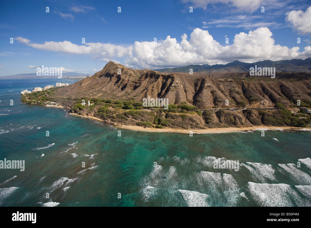 Aerial Of The Diamond Head And Oahu High Resolution Stock Photography ...