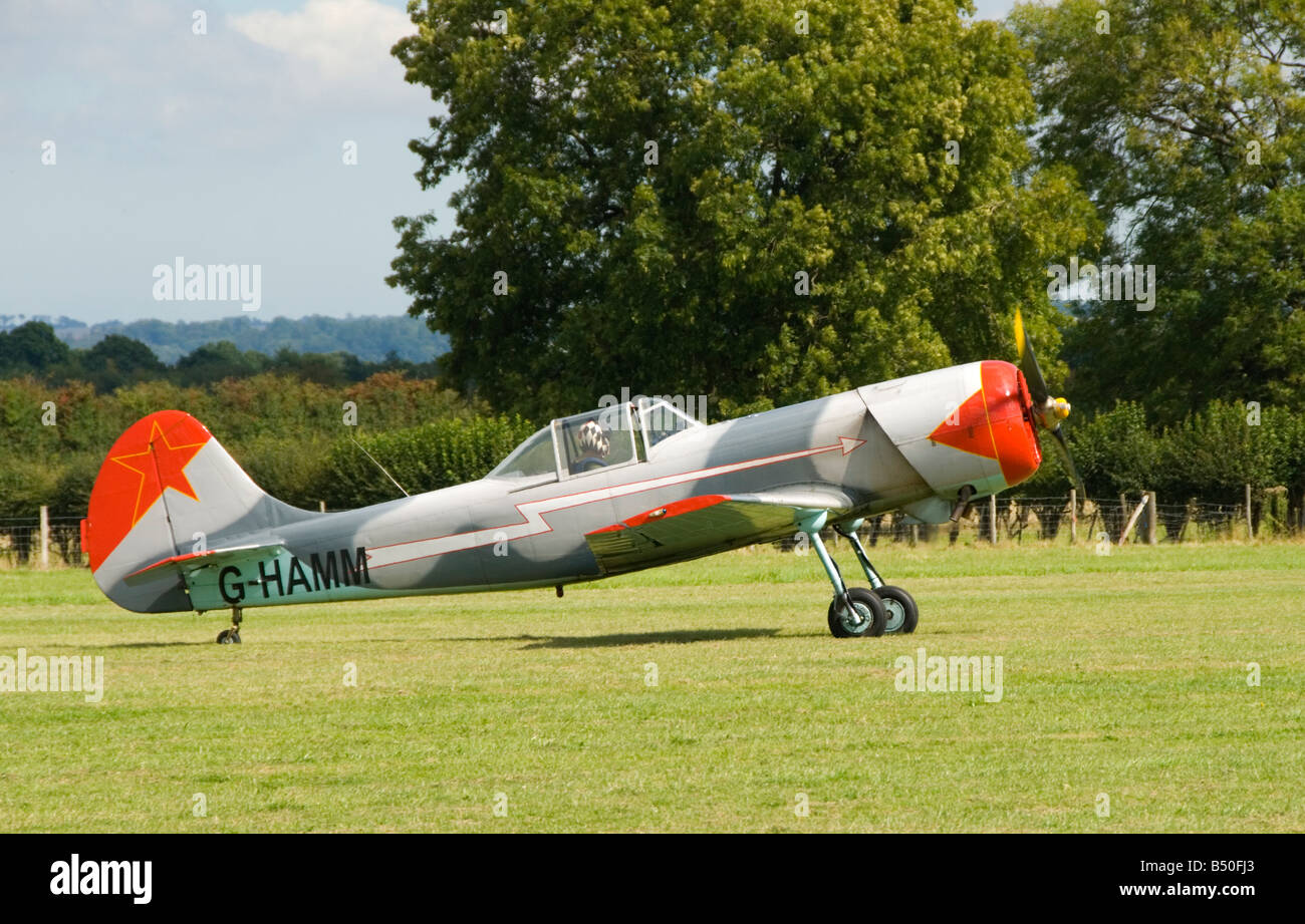 Yak 50 Aircraft landing at Headcorn, (Lashenden) aerodrome , Kent. Stock Photo