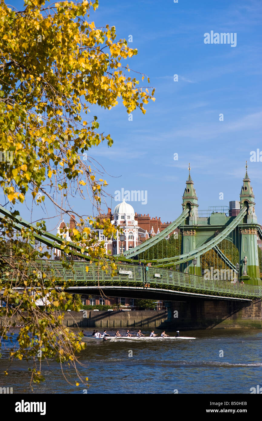 Hammersmith Bridge across Thames River W6 London United Kingdom Stock Photo