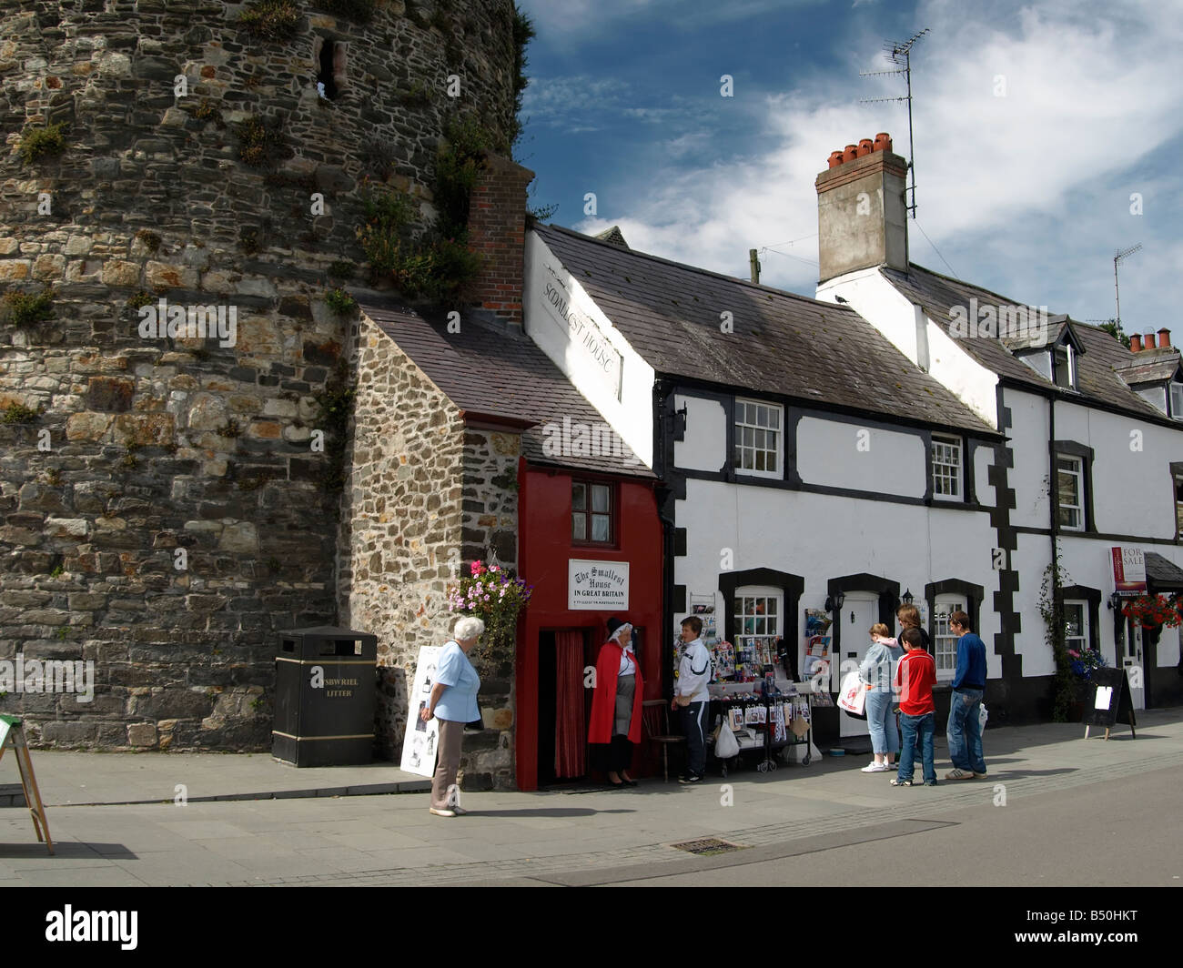 Britain's Smallest House, Conwy, North Wales, UK - Built in to the medieval town walls. Stock Photo