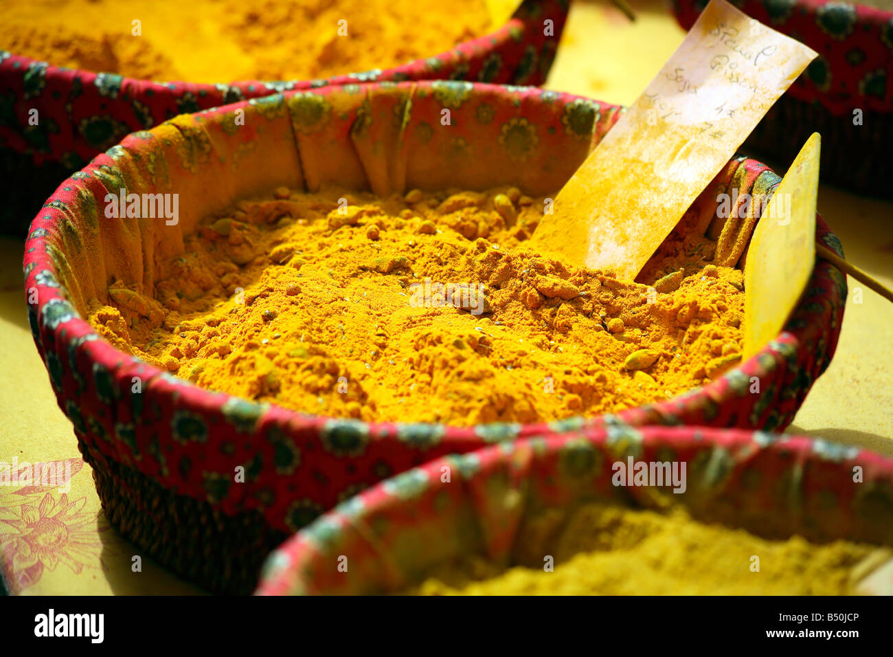 Curry powder for sale at a market in Salon de Provence, France Stock